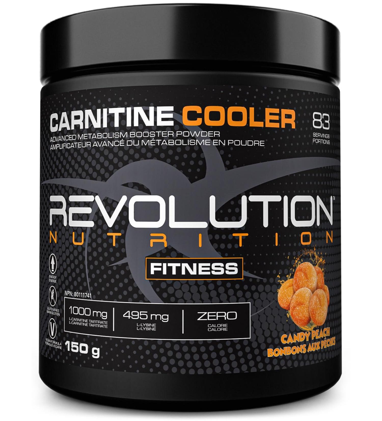 Revolution Nutrition Carnitine Cooler Powder L- Carnitine Tartrate Lean supplement Amino Acid Enhance Endurance Zero Calorie 1000 mg L- Carnitine 945 mg L-Lysine 150g 83 Servings (Candy Peach 0.33 Pound) Candy Peach 0.33 Pound - Buy Online on SooperMarket.com