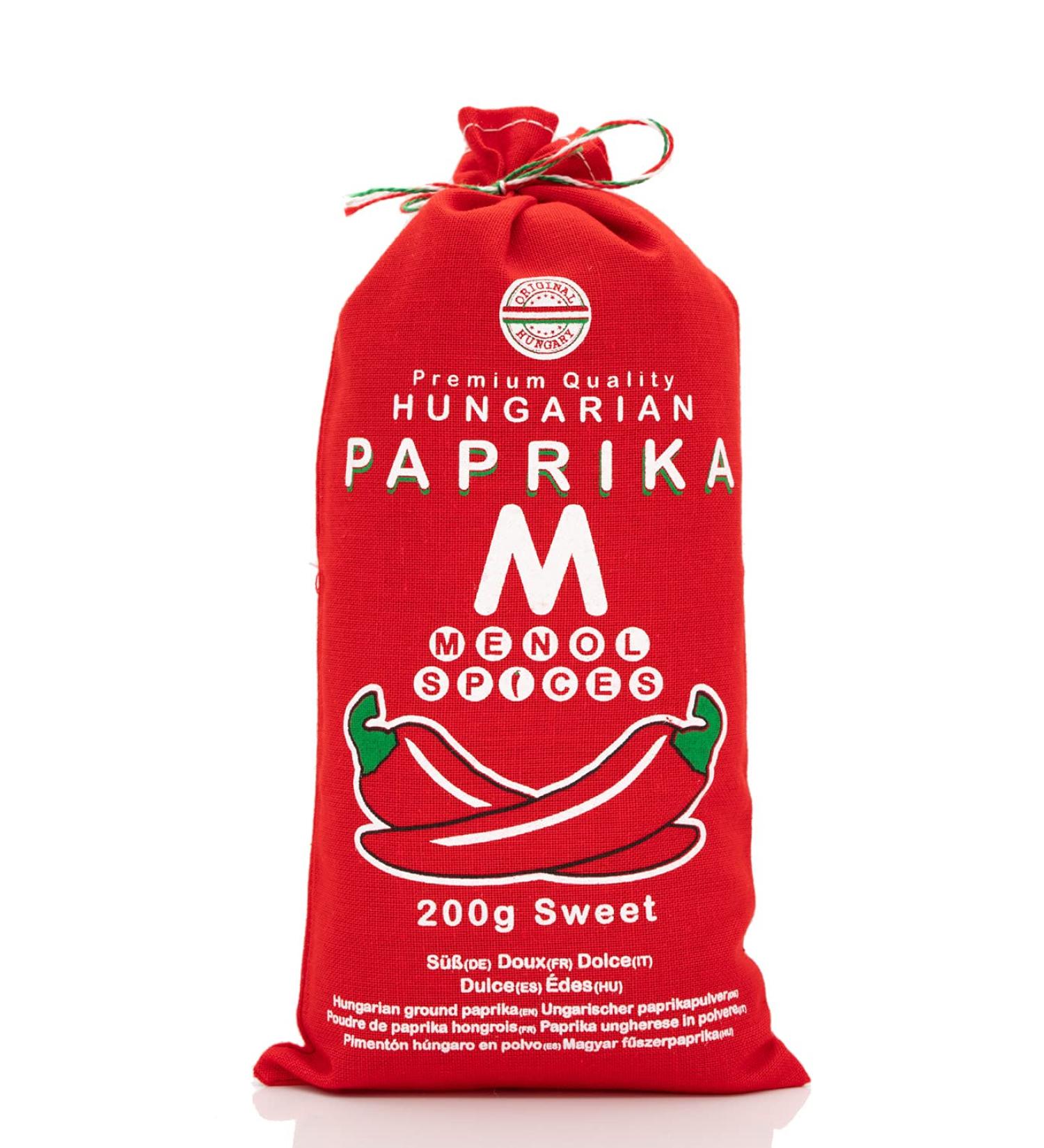 Menol Spices Authentic Hungarian Sweet Paprika Powder 7oz - Premium Quality from Szeged, Hungary - Vibrant Red Color & Incredible Flavor - Eco-Friendly Packaging - Buy Online on SooperMarket.com