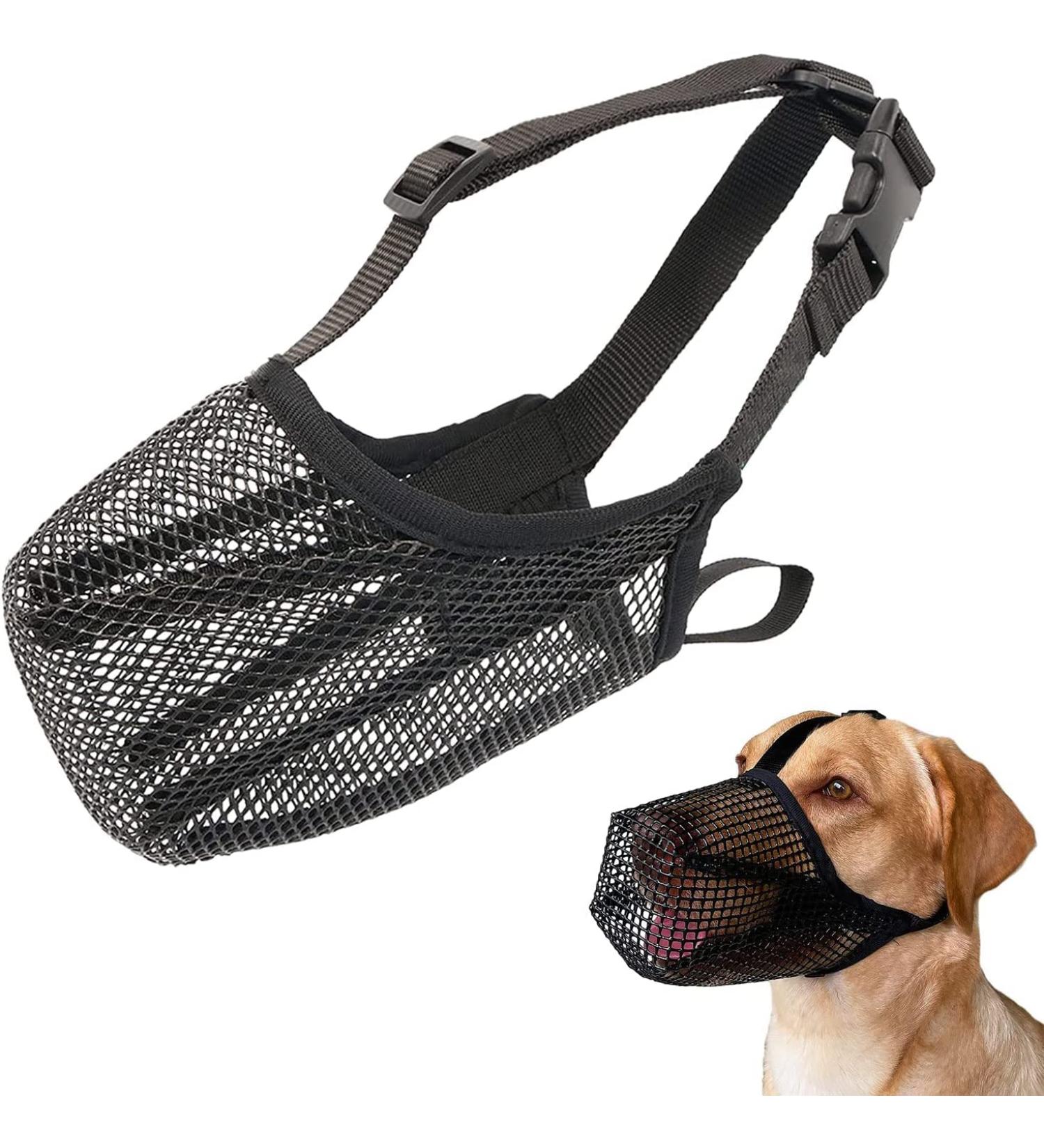 Breathable Mesh Dog Muzzle - Adjustable Nylon Muzzle for Small to XL Dogs - Safety Straps & Comfort Fit - Black - Buy Online on SooperMarket.com