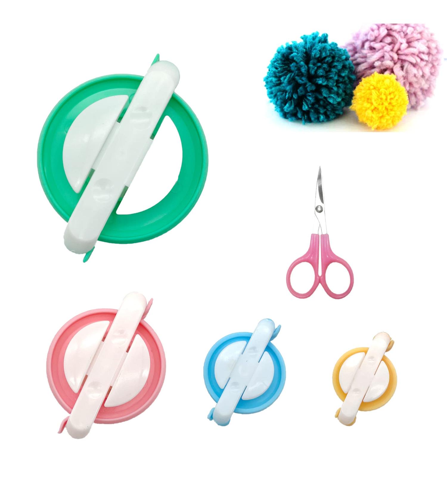 Pom Pom Makers Set - 4 Sizes with Scissors for Easy Pompom Making - Buy Online on SooperMarket.com