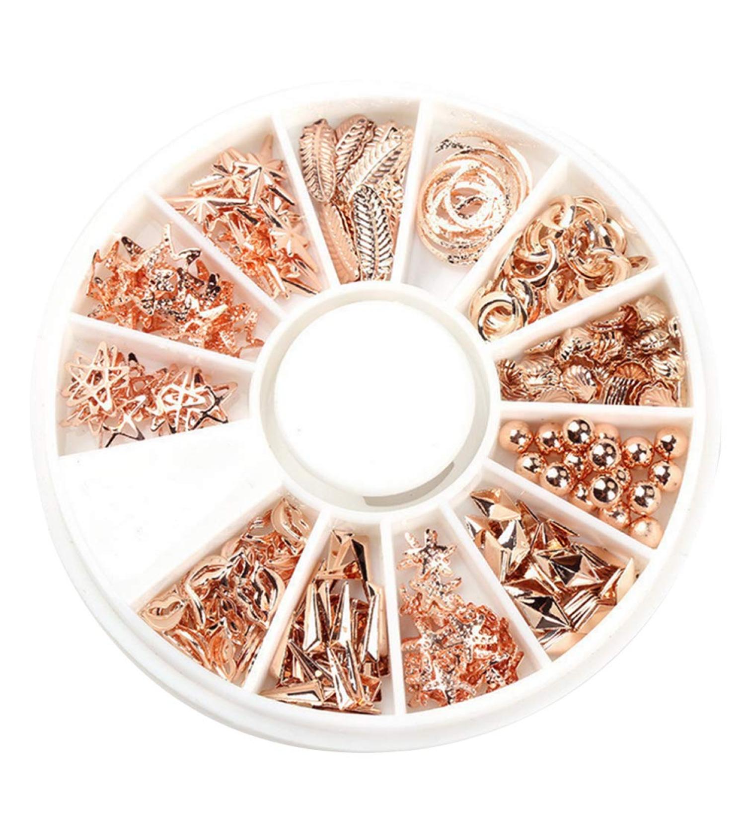 1 Box Japanese Nail Rivets Rose Gold Metal Nail Art Studs Shell Star Fish Conch Hollow Studs Multiple Shapes 3d Mixed Manicure Jewelry for Craft Diy Nails Decoration - Buy Online on SooperMarket.com