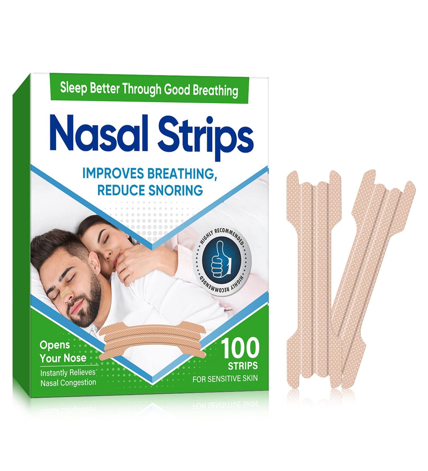 Nasal Strips 100Pcs Nasal Strips for Snoring Stop Snoring and Breathing Smoothly Instant Nasal Congestion on Relief for Improve Sleep Quality - Buy Online on SooperMarket.com
