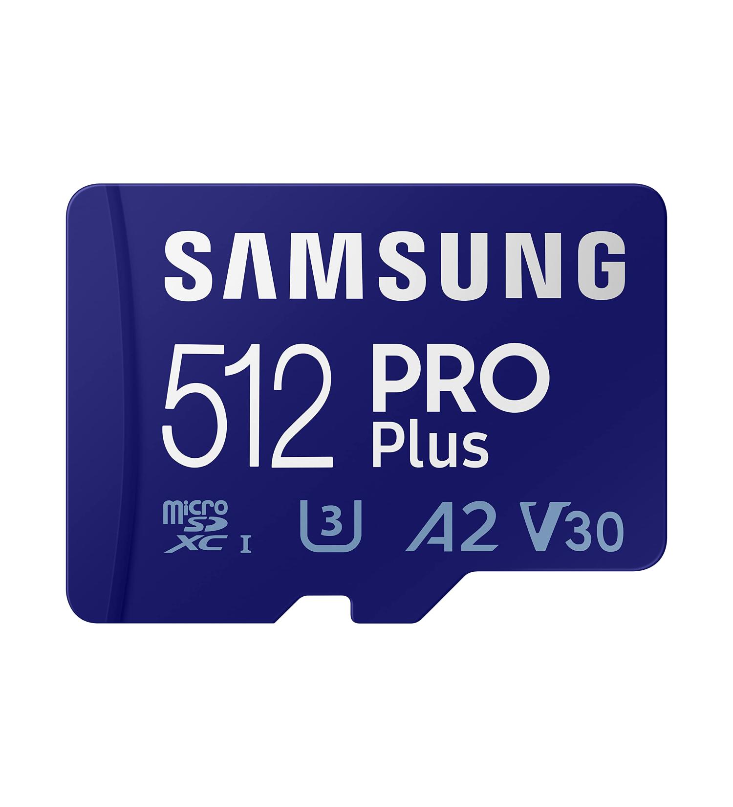 Samsung PRO Plus 512GB microSDXC Card with Adapter | Up to 160MB/s | UHS-I U3 A2 V30 | Full HD & 4K UHD Memory Card for Android, GoPro, DJI Drone - Buy Online on SooperMarket.com