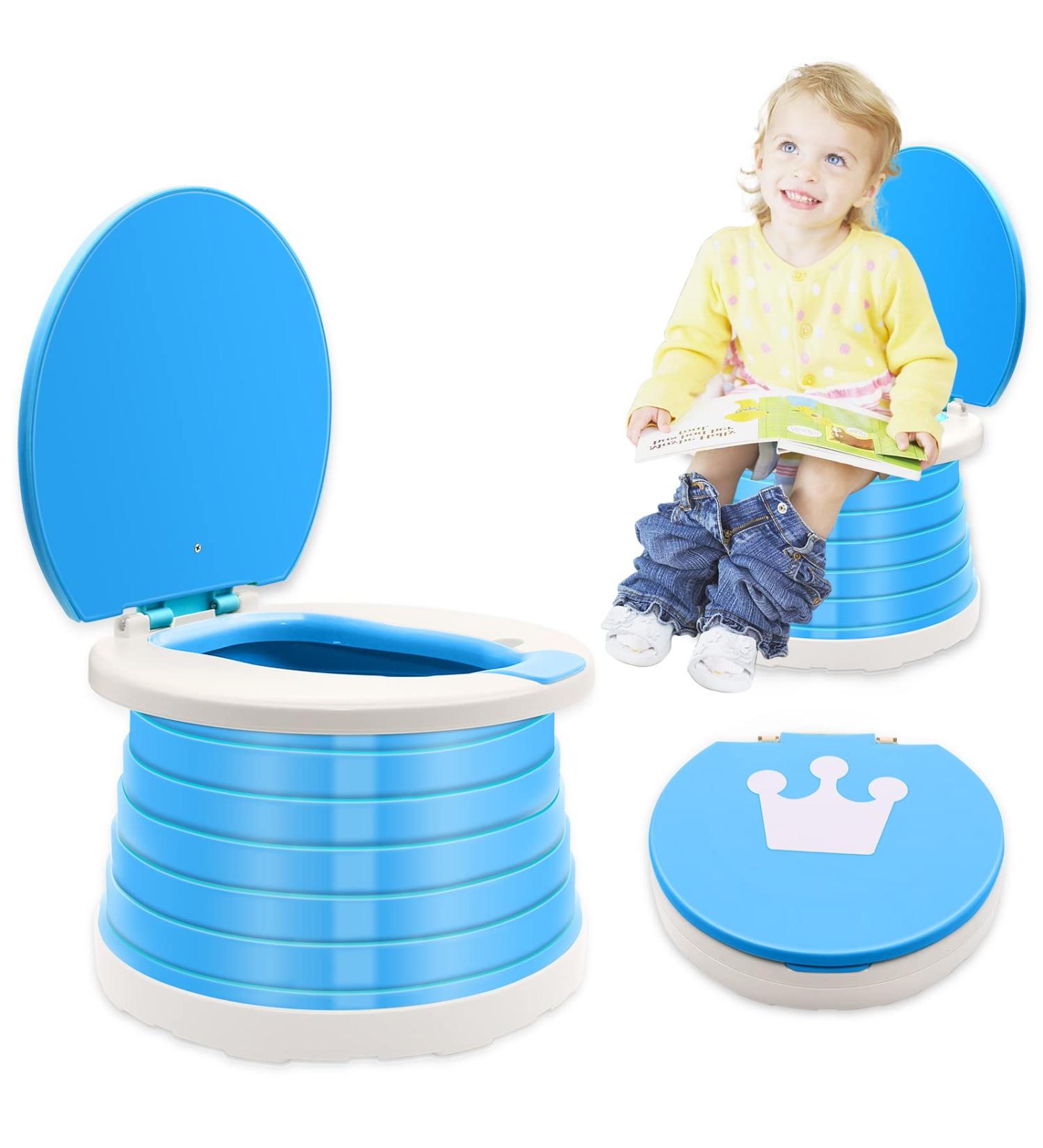 Portable Potty for Kids Toddlers Foldable Travel Potty Training Seat Foldable Toddler Potty Seat for Travel  Car  Camping  Park Outdoor  Indoor(Baby Blue) - Buy Online on SooperMarket.com
