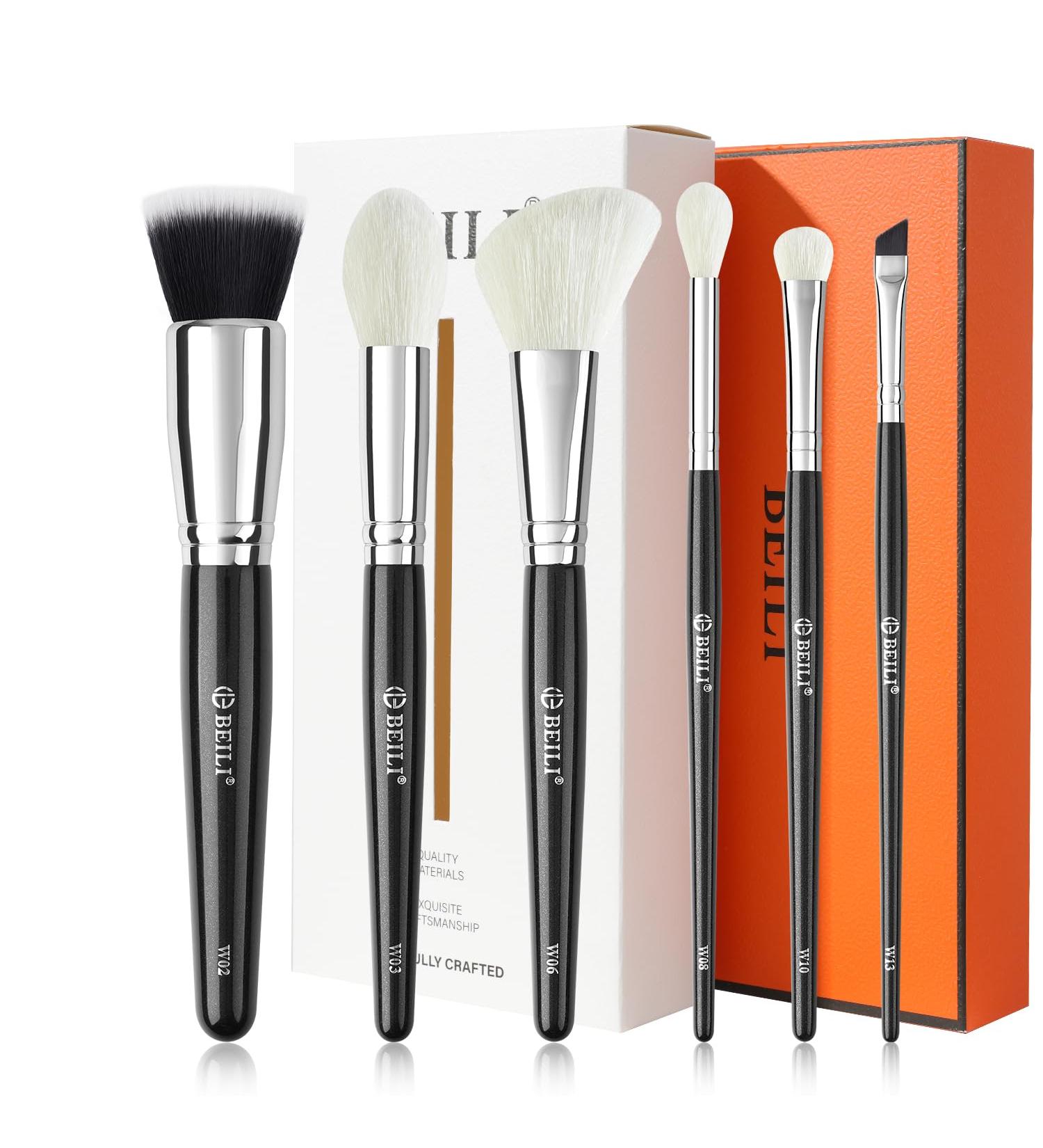 BEILI Makeup Brushes 6 Pieces Set of Vegan Makeup Brushes Powder Foundation Eye Shadow Mixing Concealer Set of Brushes for Creases Brushes for Eyebrow Liner - Buy Online on SooperMarket.com