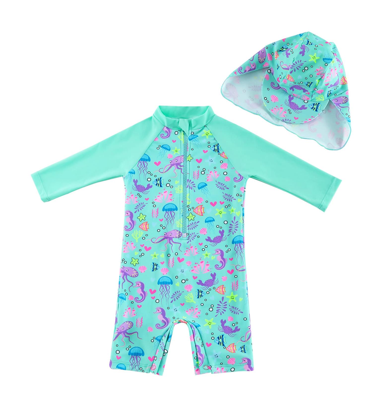 UPF 50+ Baby Swimwear with Snap Bottom | Green Octopus2 | 9-12 Months - Buy Online on SooperMarket.com