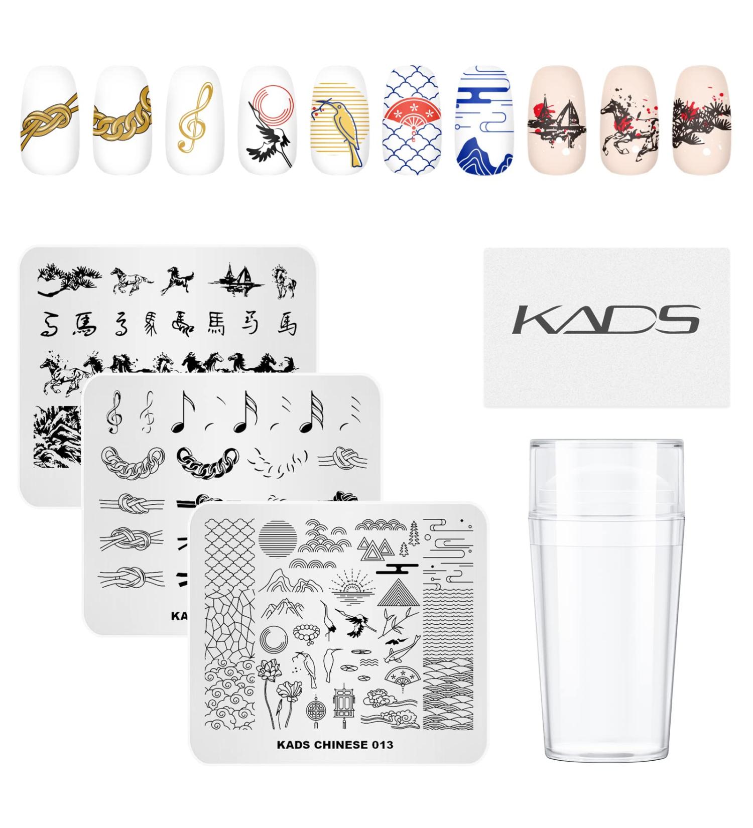 Buy 4pcs Chinese Style Nail Art Stamping Plates Set - Multi-Pattern Design with Polish Stamper | International Shipping Available - Buy Online on SooperMarket.com
