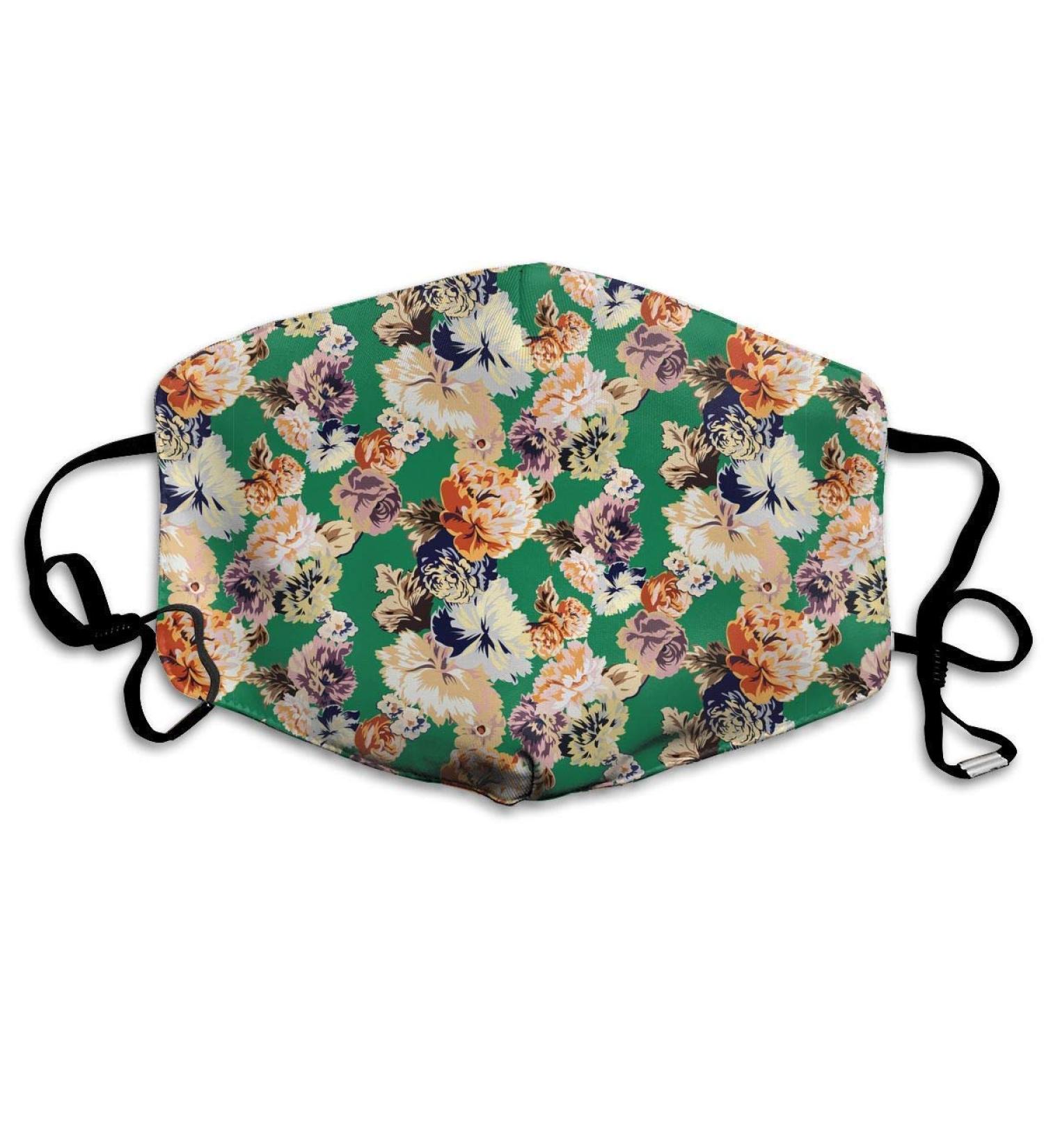 Exotic Beautiful Flowers Of Retro-Color Washable Reusable Mask Cotton Anti Dust Half Face Mouth Mask For Kids Teens Men Women With Adjustable Ear Loops - Buy Online on SooperMarket.com