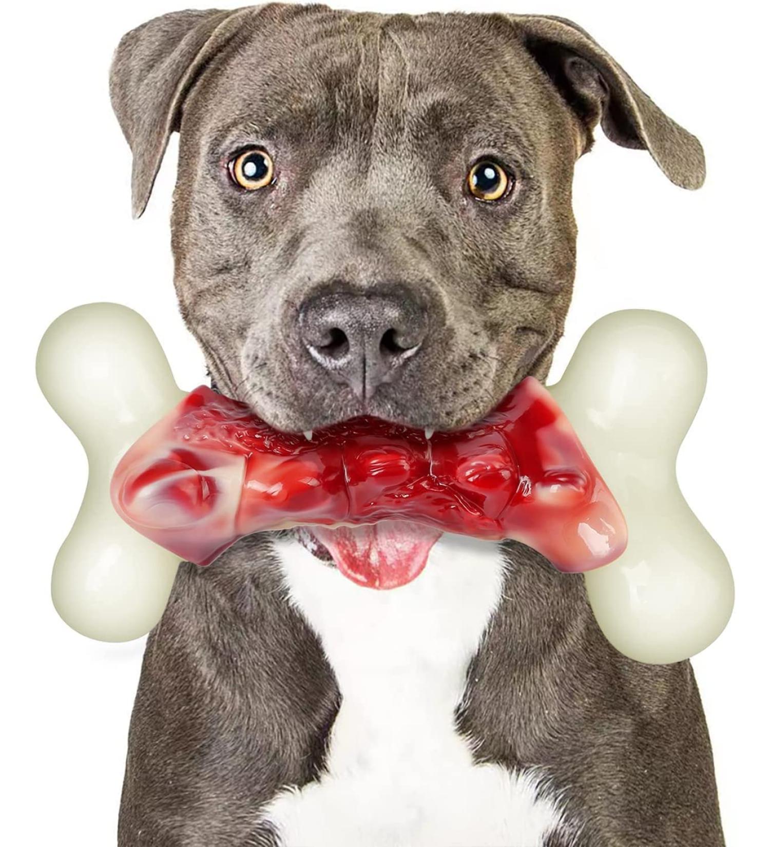 2TRUL Indestructible Dog Toy for Aggressive Chewers - Real Bacon Flavored Chew Bone for Large Dogs - Best Toy to Keep Them Busy - Buy Online on SooperMarket.com