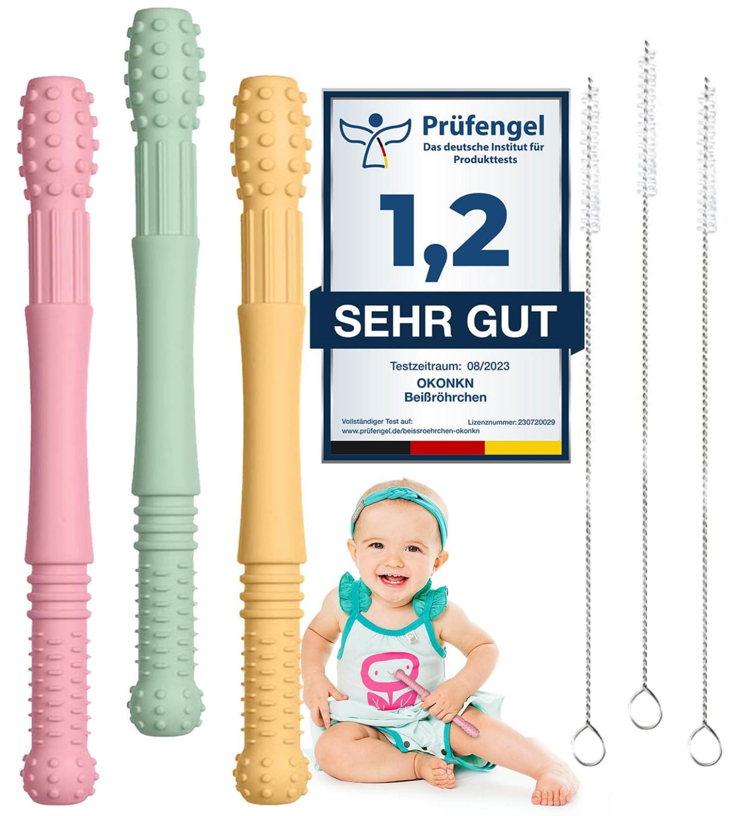 Buy BPA-Free Silicone Teething Tubes | 3-Piece Teething Aid & Ring Set | US-CPC Approved Grasping Toy for Babies - Buy Online on SooperMarket.com