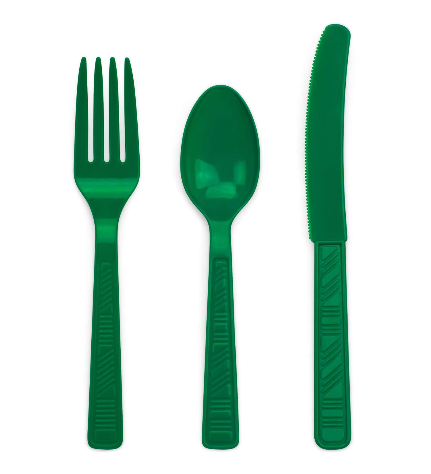 DecorRack 96 Piece Green Disposable Plastic Cutlery Set - BPA Free Heavy Duty Silverware for Birthdays, Events, Parties - Bulk Plastic Utensils (Set of 96) - Buy Online on SooperMarket.com