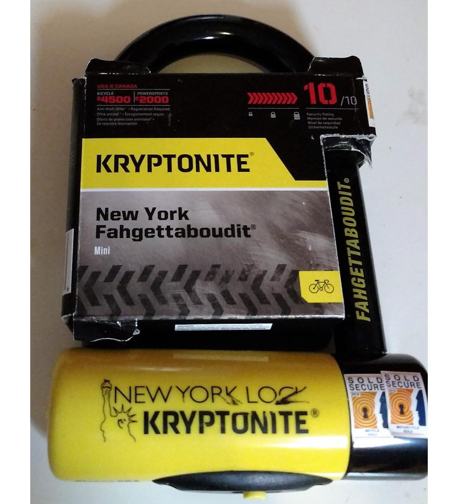 Kryptonite New York Fahgettaboudit Mini Heavy Duty Bicycle U Lock Bike Lock