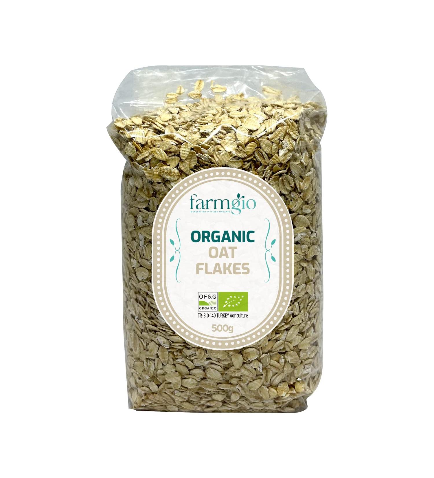 Farmgio Organic Oat Flakes 2 X (500 g) | Vegetarians & Vegans | Certified Organic Agriculture | ZERO Preservatives or Additives! - Buy Online on SooperMarket.com