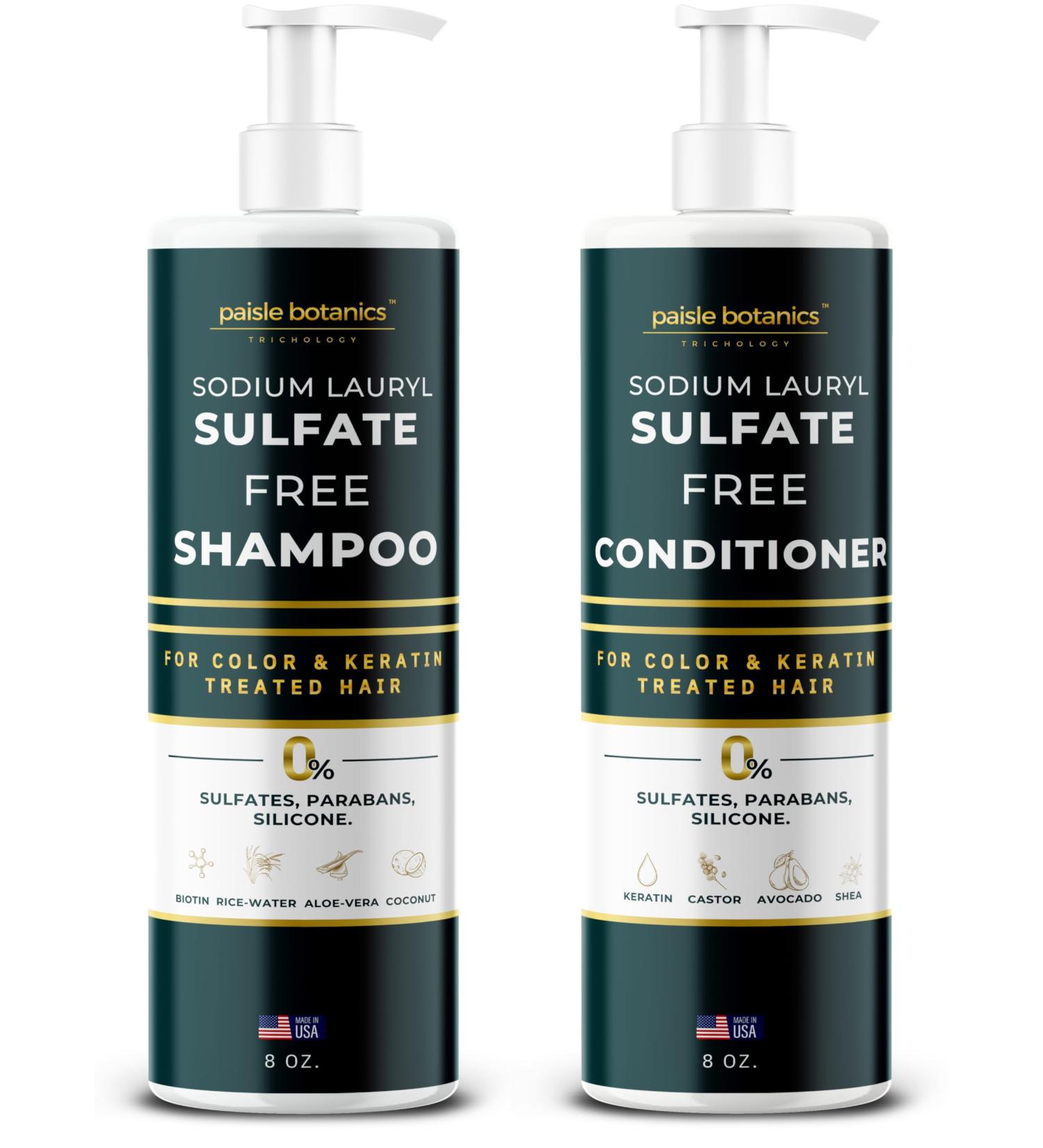 Sodium Lauryl Sulfate Free Shampoo & Conditioner Set - All Natural Paraben & Sulfate Free for Color Treated Hair - Ideal for Men & Women - International Shipping Available - Buy Online on SooperMarket.com