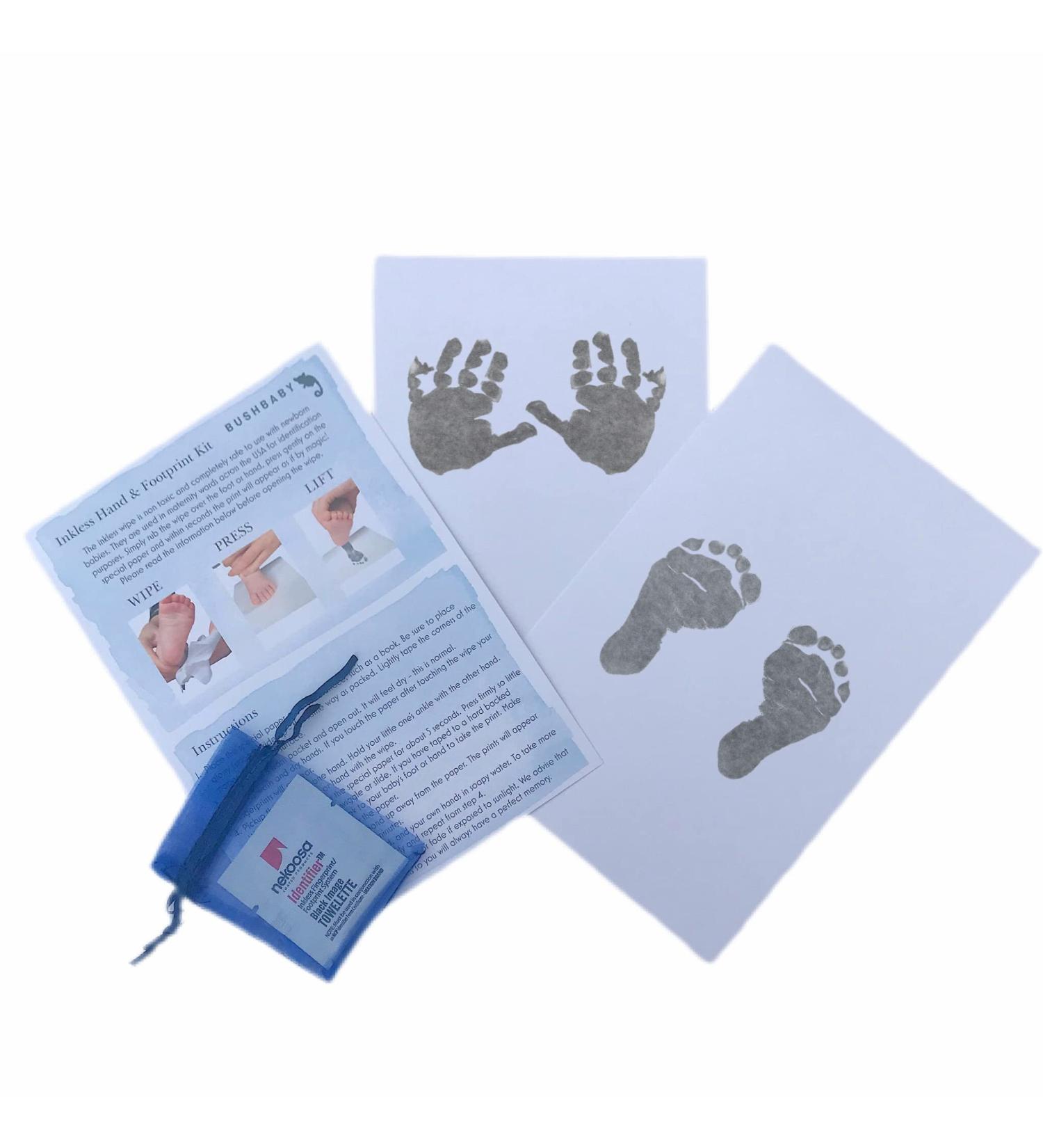 BUSHBABY Baby Hand and Footprint Kit Inkless Prints Hand & Feet Pet Dog Paw Print Newborn Keepsake Essential Baby Gifts Boy New Mum Baby Shower Gifts Unique Maternity Present Mums Expecting 1 wipe Blue - Buy Online on SooperMarket.com