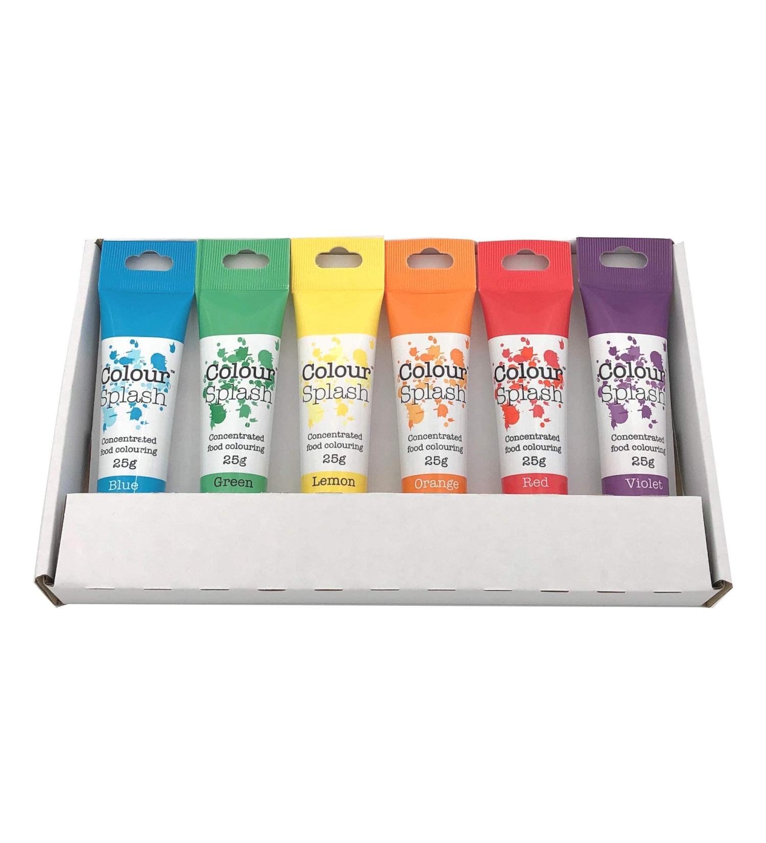 Colour Splash Food Colouring Gel Rainbow Colours 6 Set supplied in shrink wrapped retail gift box with window Easy to Use Squeezy Tubes Transform Plain Cakes Into Bright Eye-Catching Creations - Buy Online on SooperMarket.com