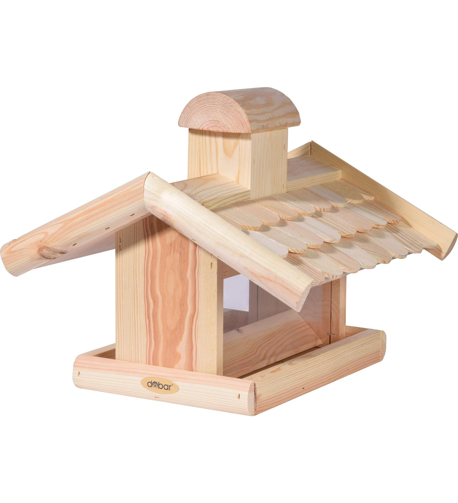 Dobar 21277E Large Bird Feeder Solid Wood Bird House with Shingle Roof Premium Bird Feeding Station for Container Montage 38x38x30 cm - Buy Online on SooperMarket.com