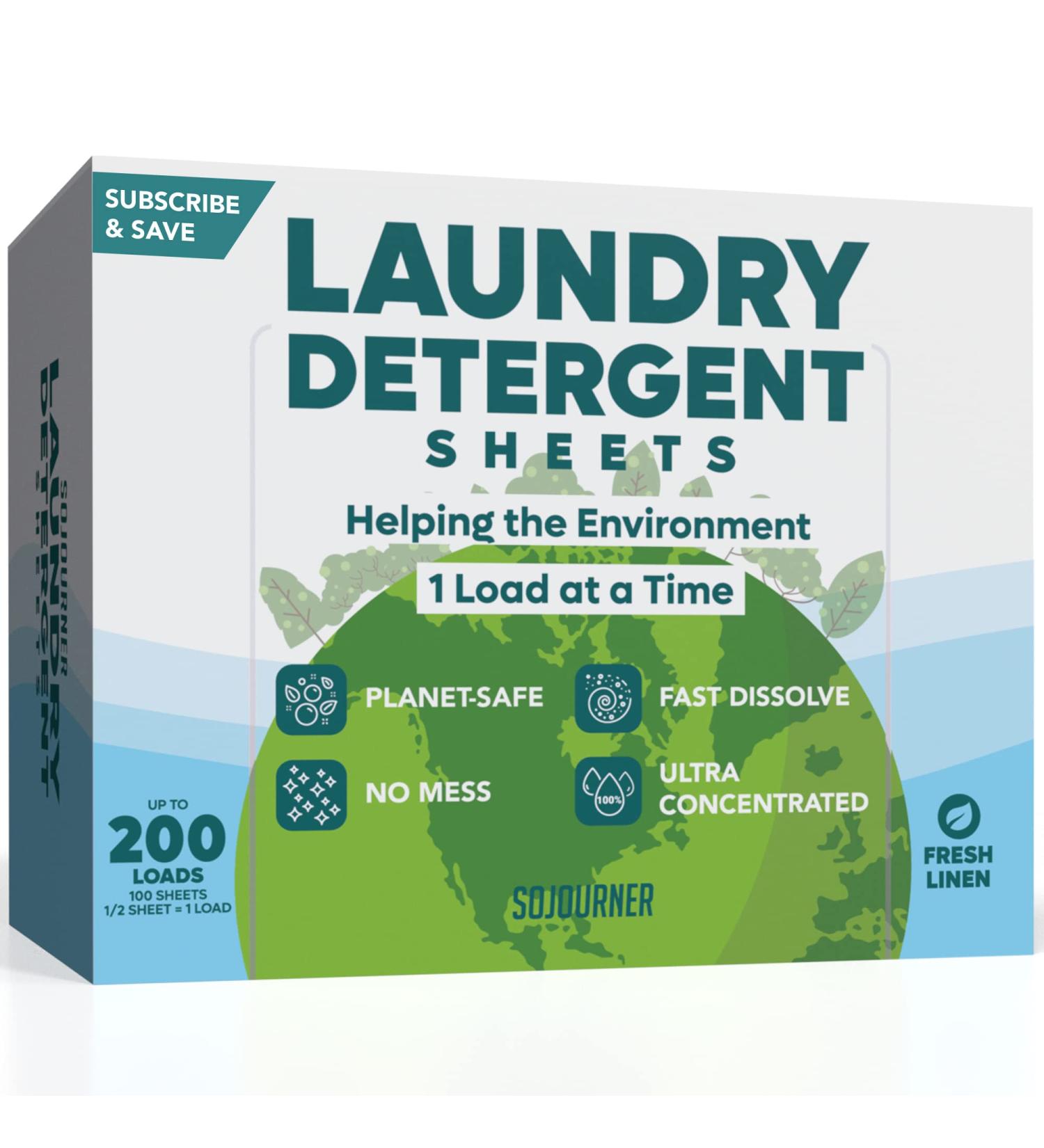 100 Eco-Friendly Laundry Detergent Sheets - Plant-Based Free and Clear Strips for HE Machine - Travel/Home Clothes Washing - Fresh Linen Scent - Buy Online on SooperMarket.com