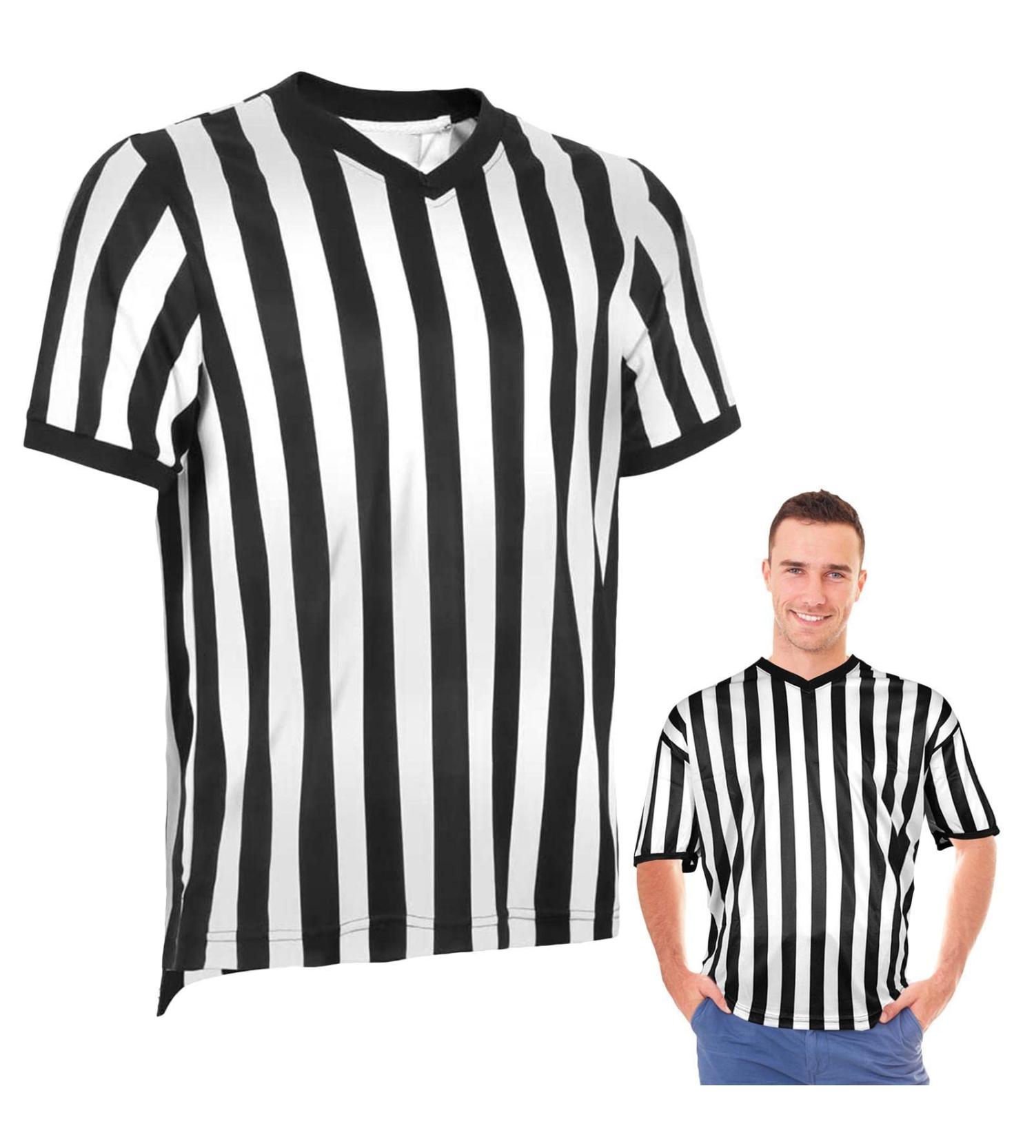 Facynde Striped Referee Shirt for Men | V-Neck XXL - Ideal for Football Basketball & Sports - Buy Online on SooperMarket.com