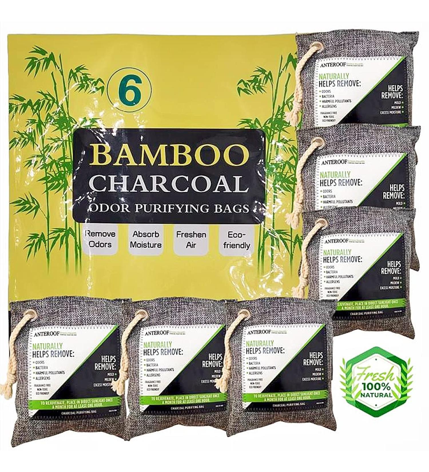 6-Pack Nature Fresh Air Cleaner Bags - Bamboo Charcoal Smell Eliminator for Home, Pets, Vehicle, Wardrobe & Bathroom - Buy Online on SooperMarket.com