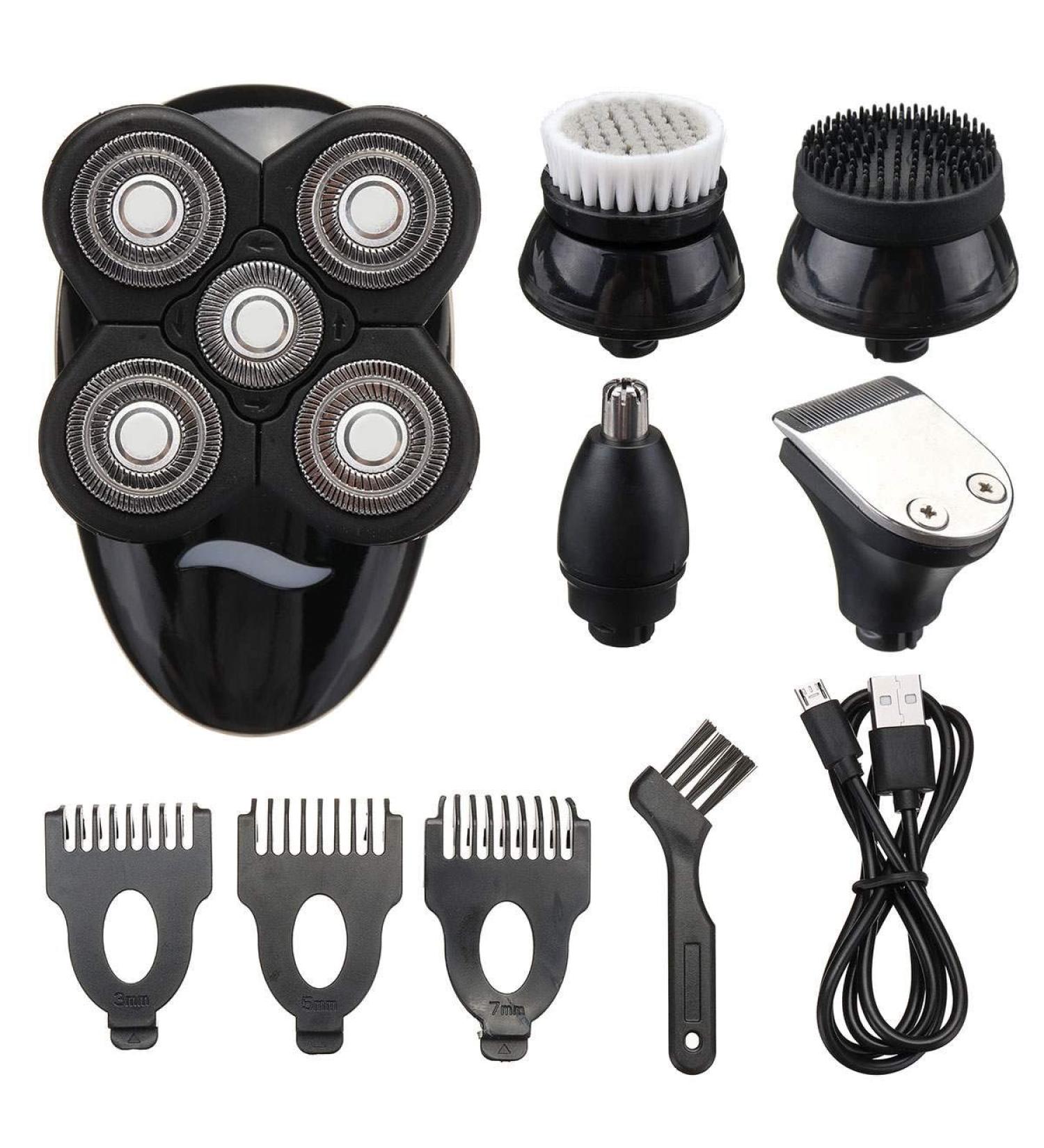 5-in-1 Electric Shaver for Men - Rechargeable Razors Nose & Ear Trimmer Hair Clipper & Facial Cleaning Brush - Ultimate Grooming Solution - Buy Online on SooperMarket.com