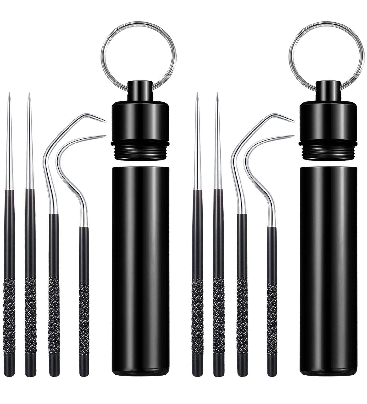 Portable Titanium Toothpicks Set - Reusable Metal Toothpicks with Holder for Outdoor Picnic & Camping - 2 Black Sets - Buy Online on SooperMarket.com