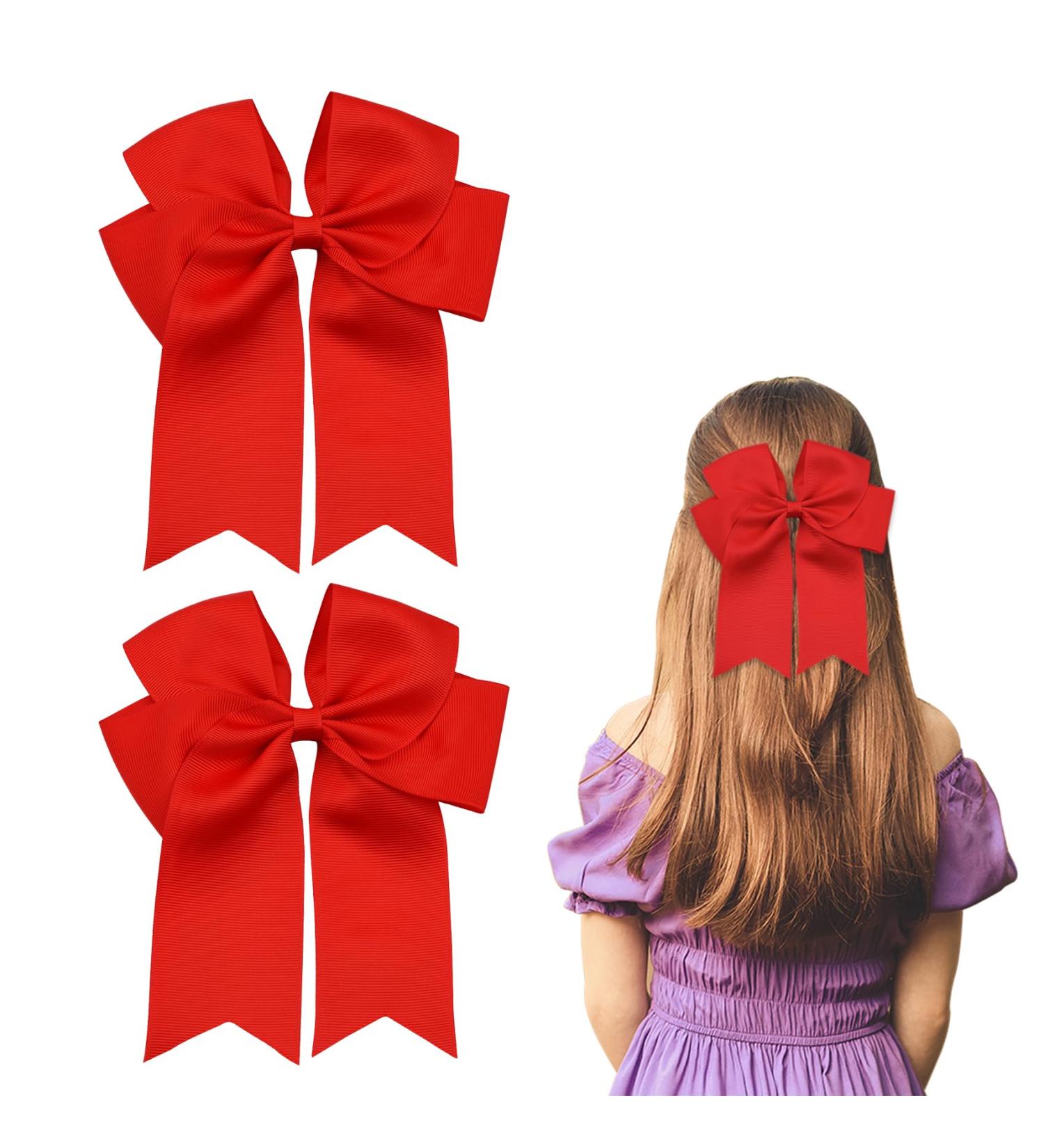 2 Pack 6 inch Bow Hair Clips Large Hair Bow Hair Barrette Clips for Women Girls Red Hair Bows - Buy Online on SooperMarket.com