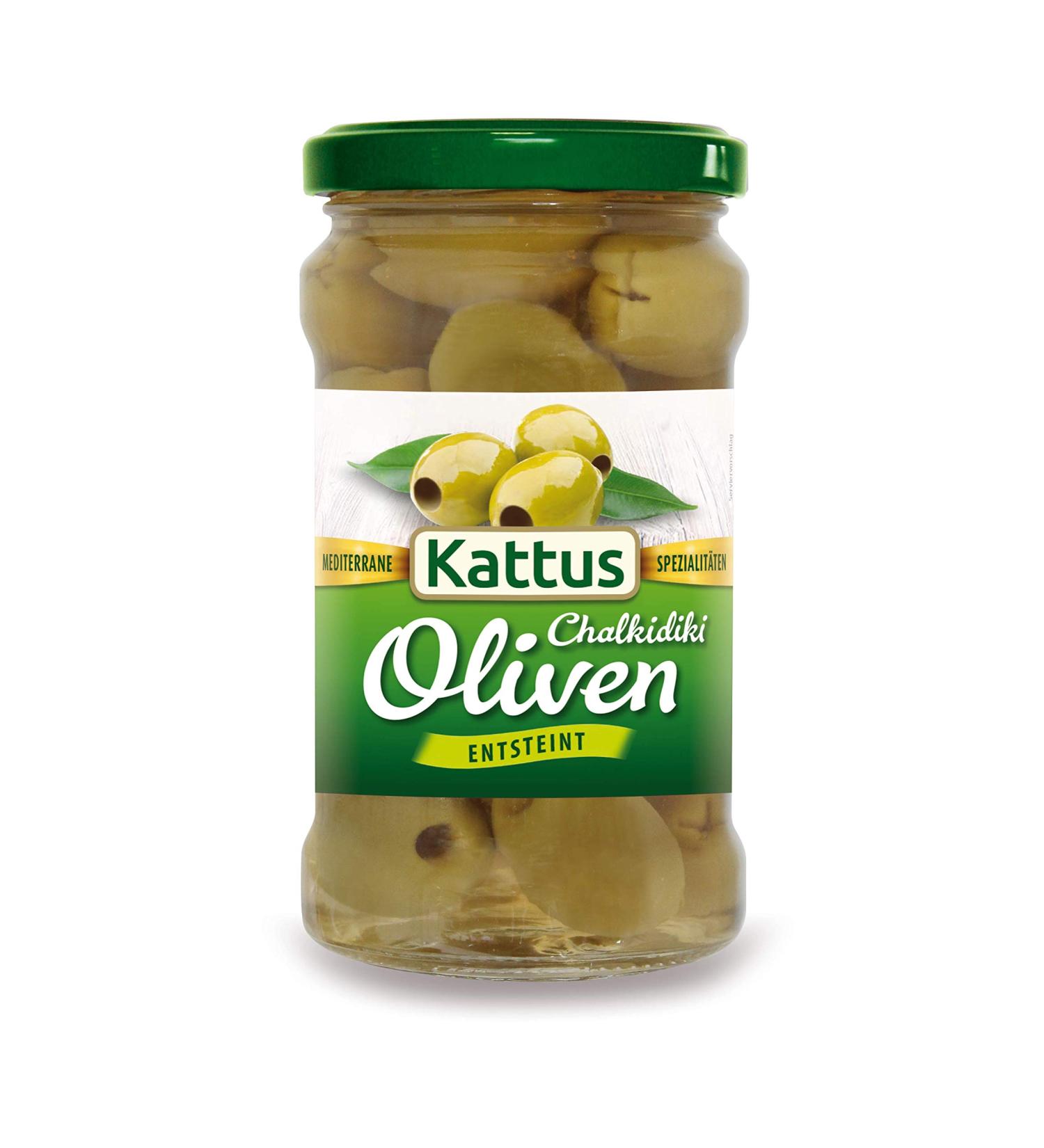 Kattus Chalkidiki Green Olives Without Stone - 290g | Premium Greek Olives for International Shipping - Buy Online on SooperMarket.com