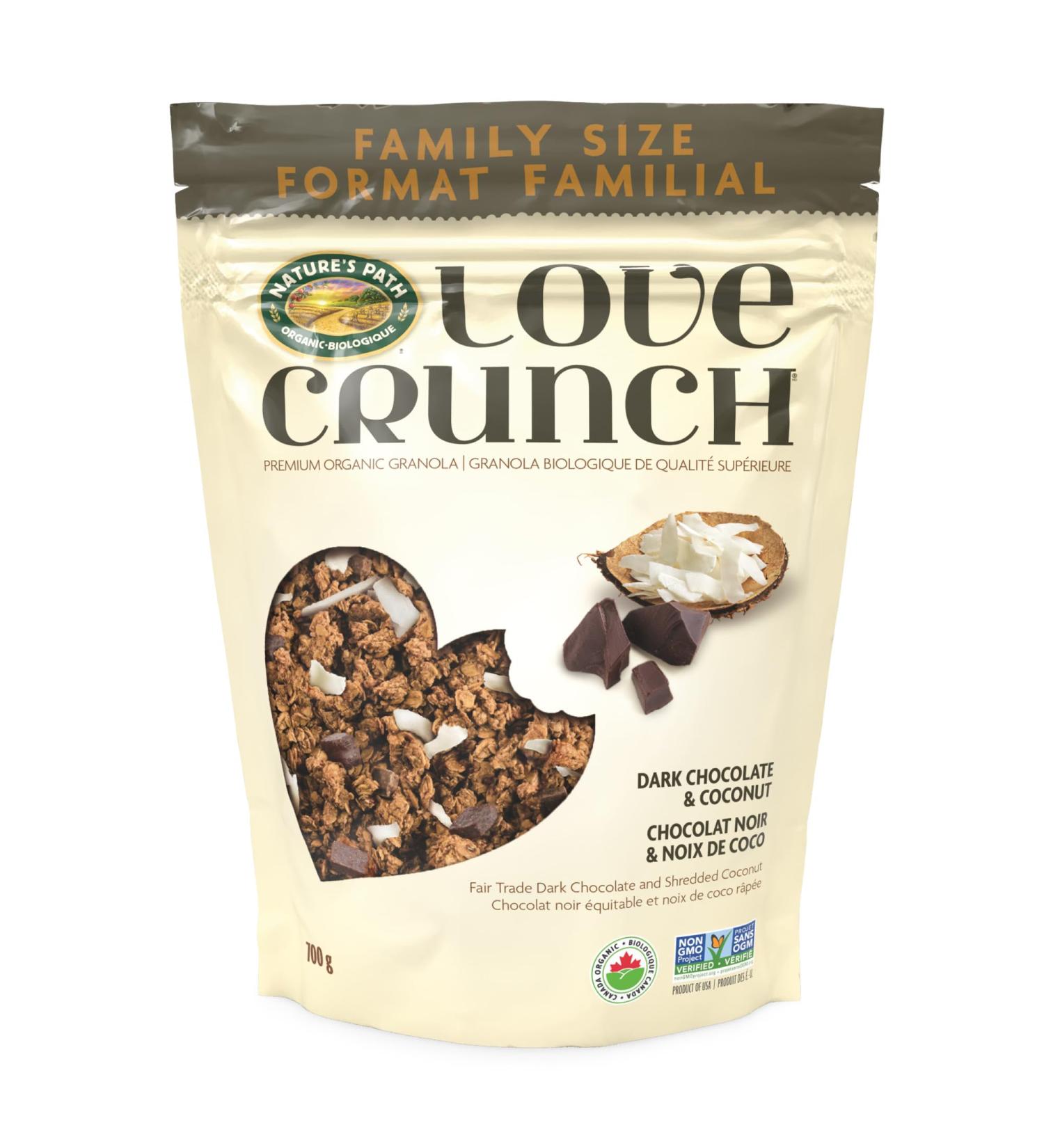 Love Crunch Organic Dark Chocolate & Coconut Granola 700 g (Pack of 6) Non-GMO Fair Trade by Nature's Path - Buy Online on SooperMarket.com