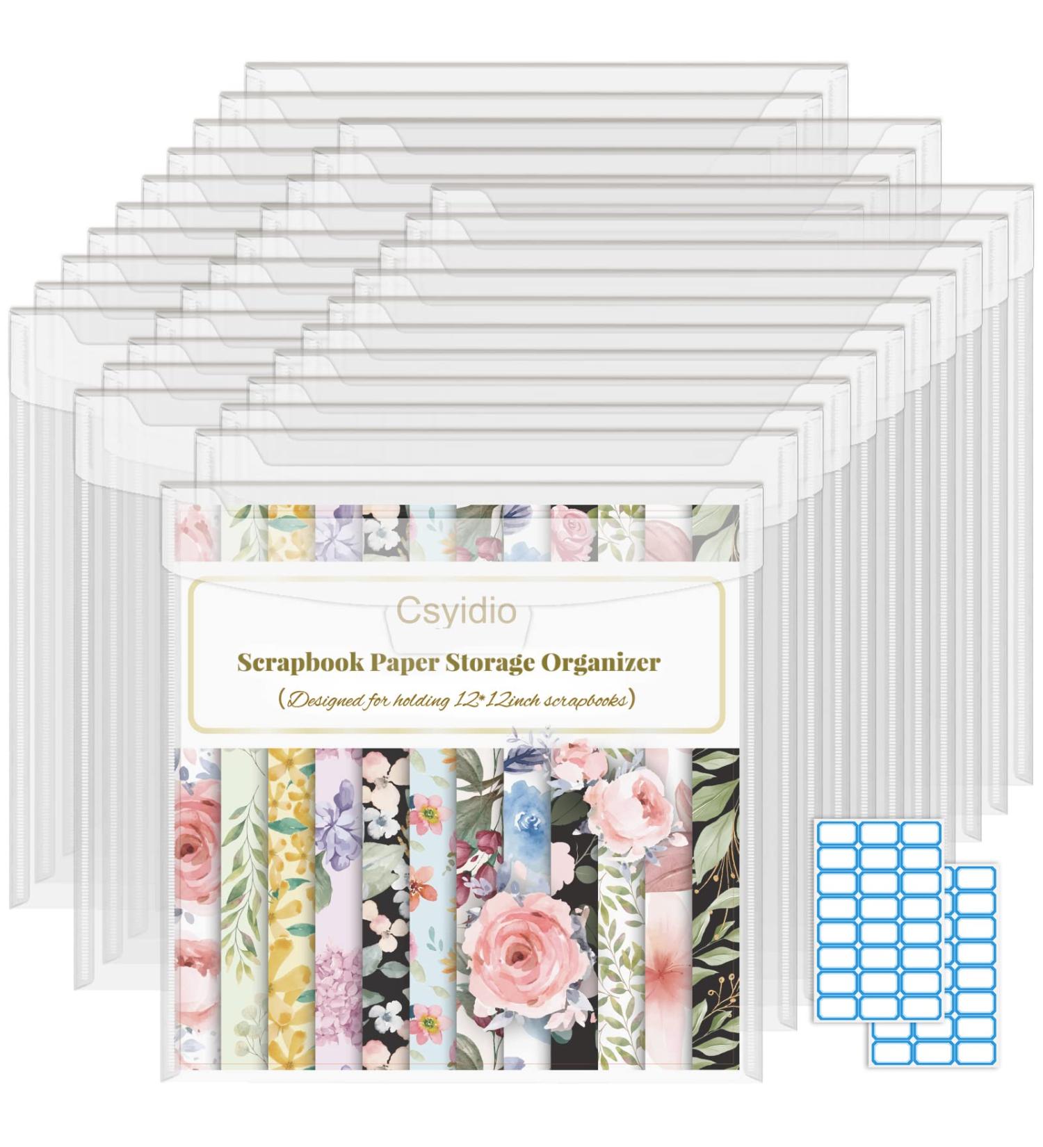 Csyidio 32 Pieces 12x12 Inch Scrapbook Paper Storage Organizer with Label Stickers  Paper Storage Organizer with Sealing Design PVC and Acid-Free for Holding Scrapbook Paper  Vinyl Paper  Photos - Buy Online on SooperMarket.com