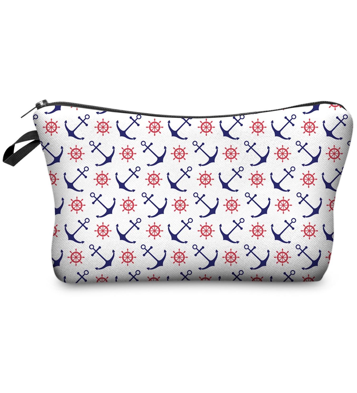 PREMYO Small Cosmetic Bag - Stylish Makeup & Pencil Case for Women - Perfect for Handbags - Anchor Design - Buy Online on SooperMarket.com
