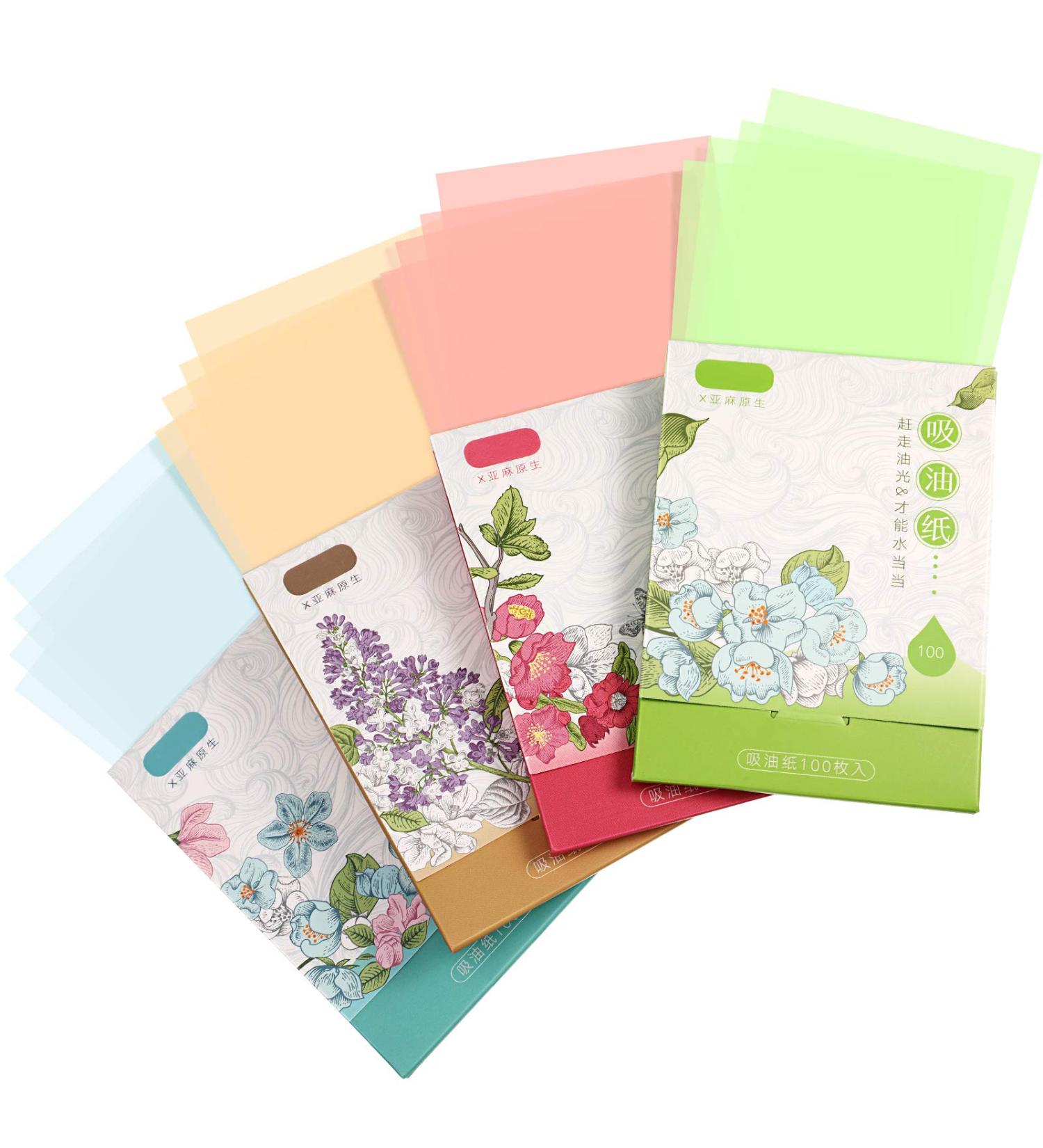 400 Sheets Oil Absorbing Tissues - Soft Blotting Paper for Oily Skin and Travel - 4 Colors (Pink, Brown, Blue, Green) - Buy Online on SooperMarket.com