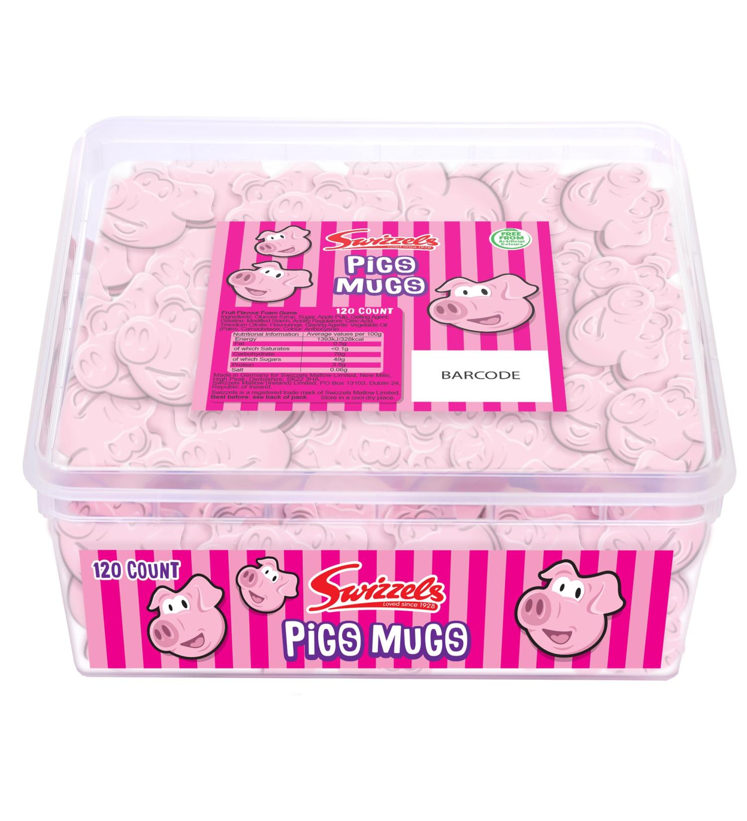Swizzels Sweet Tubs Fun Gums Pig's Mugs