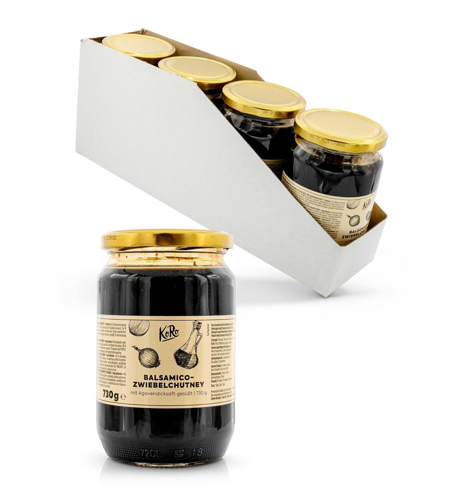 KoRo Balsamic Onion Chutney (4 x 730g) | Sweet & Sour Caramelized Onion Sauce with Agave Syrup - International Shipping Available - Buy Online on SooperMarket.com