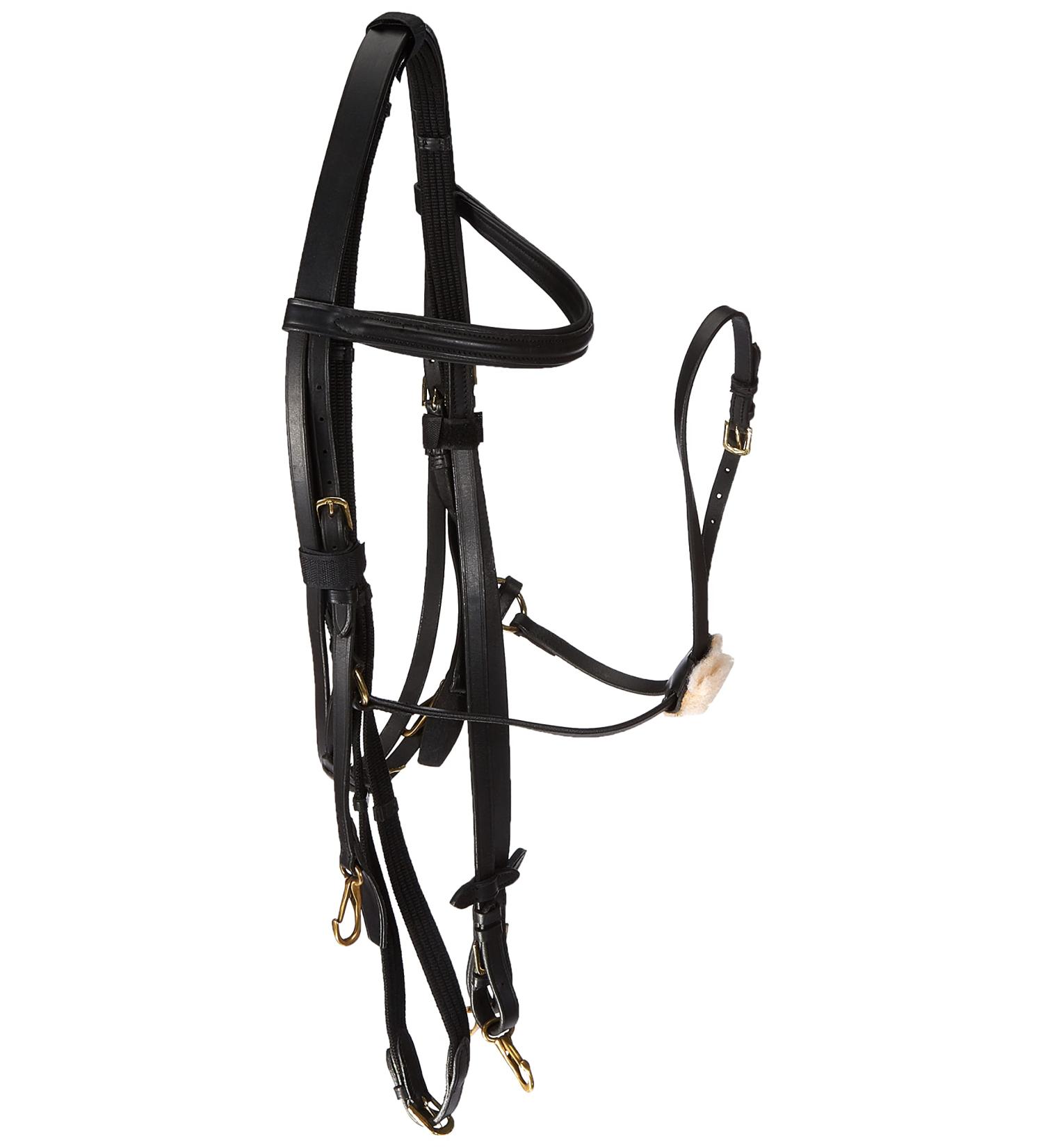 HKM Mexican Style Riding Bridle with Lambskin Padding - Black Warmblood | Premium Equestrian Gear for International Shipping - Buy Online on SooperMarket.com