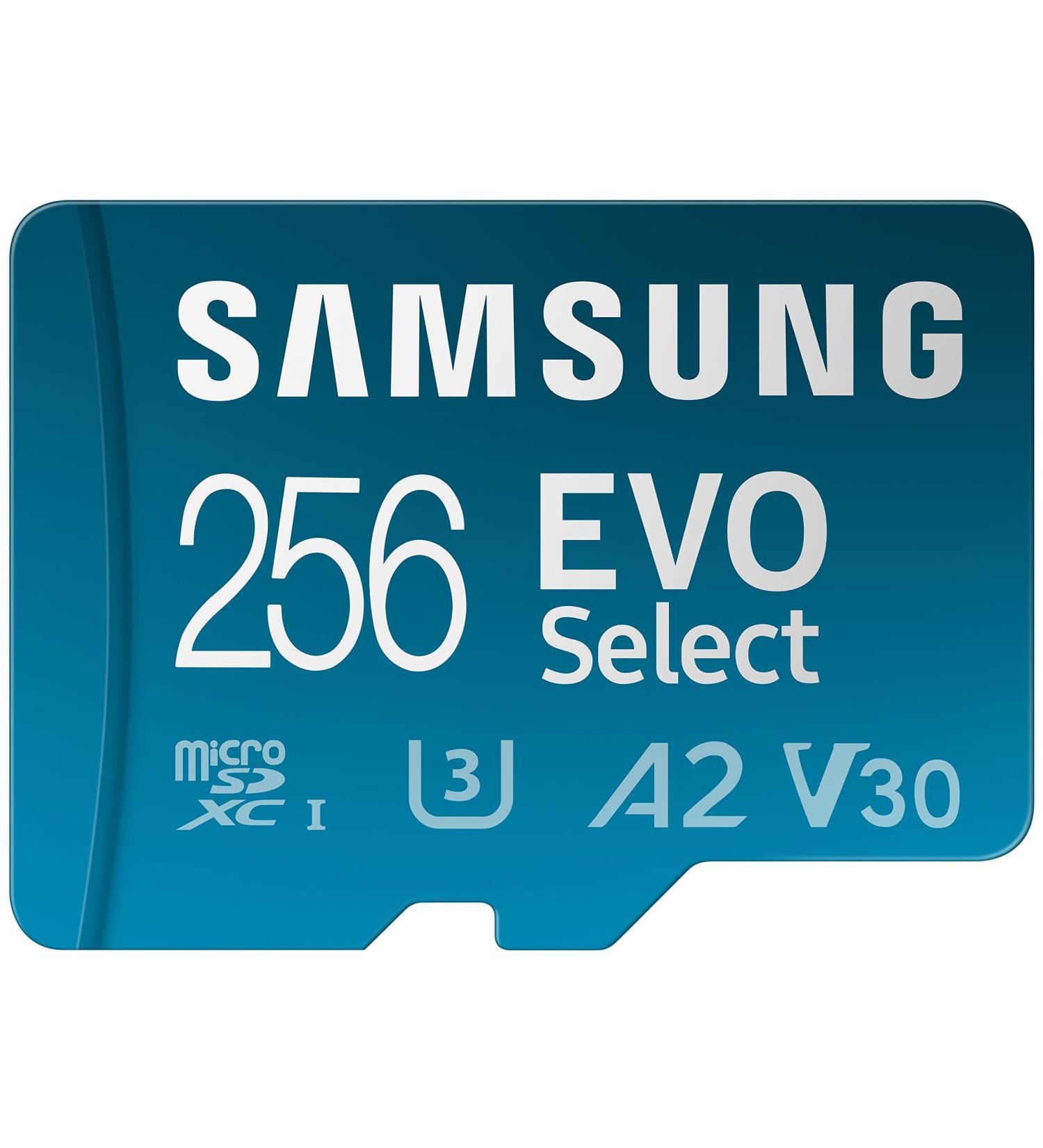 SAMSUNG EVO Select 256GB MicroSDXC Memory Card + Adapter | 4K UHD, Full HD, A2, V30, UHS-I, U3 | Expanded Storage for Android, Nintendo Switch - Buy Online on SooperMarket.com