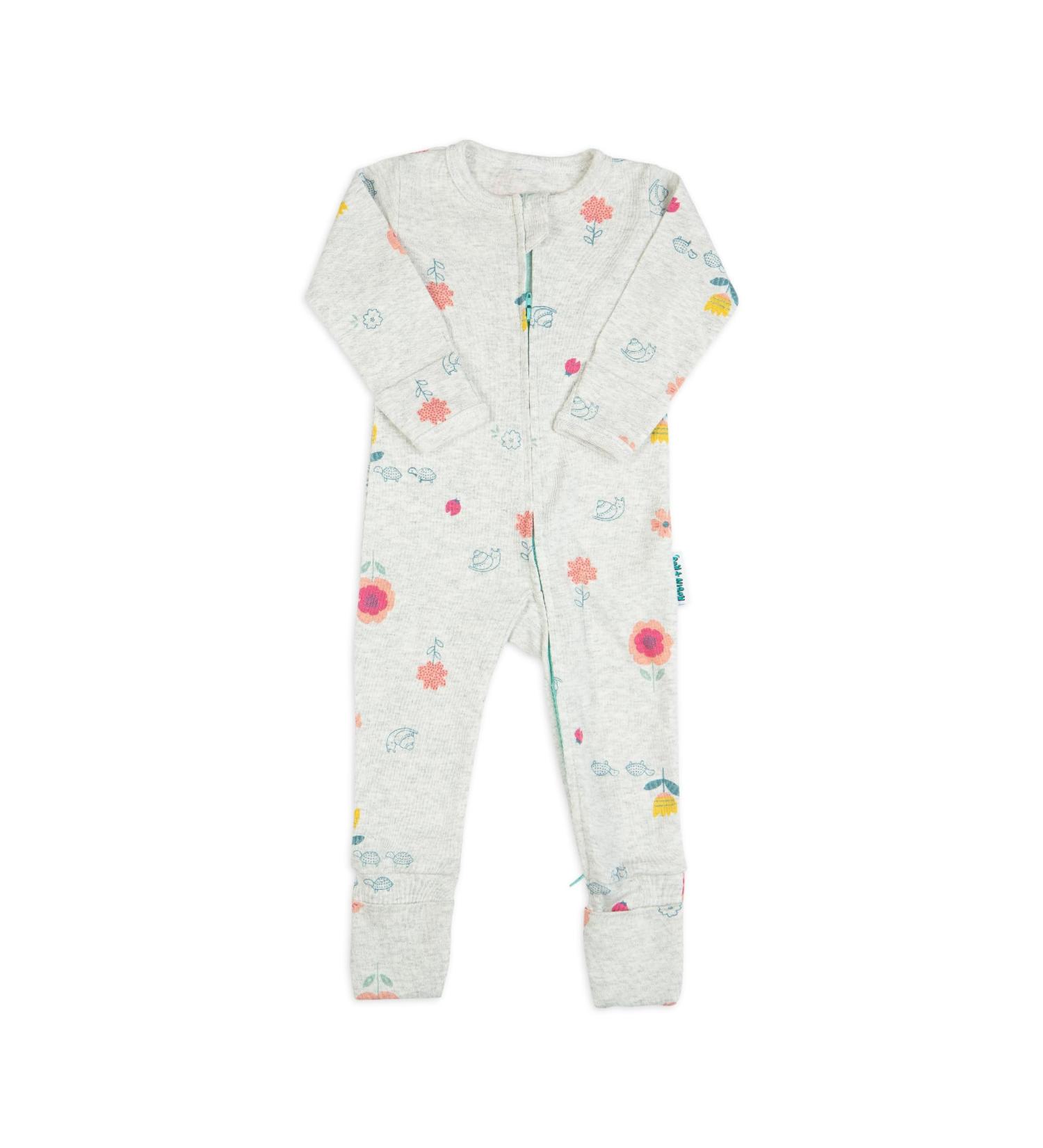 100% Cotton Two-Way Zipper Baby Sleepsuit Unisex Onesie Romper 12-18 Months - Flower Design - Buy Online on SooperMarket.com
