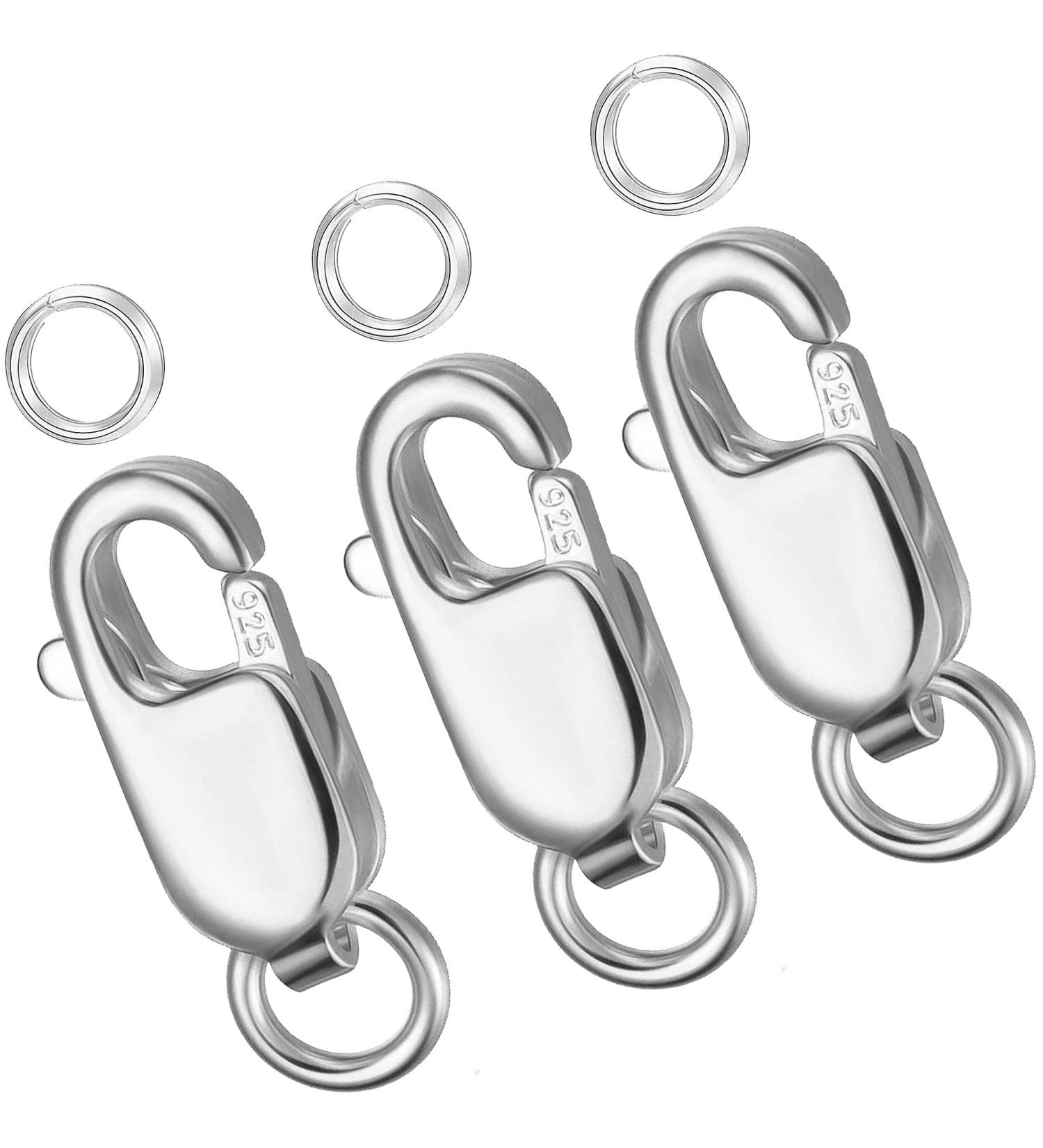 925 Sterling Silver Lobster Claw Clasp with Jump Rings - 10mmx4mm - 3 Pack - Made in Italy - Buy Online on SooperMarket.com