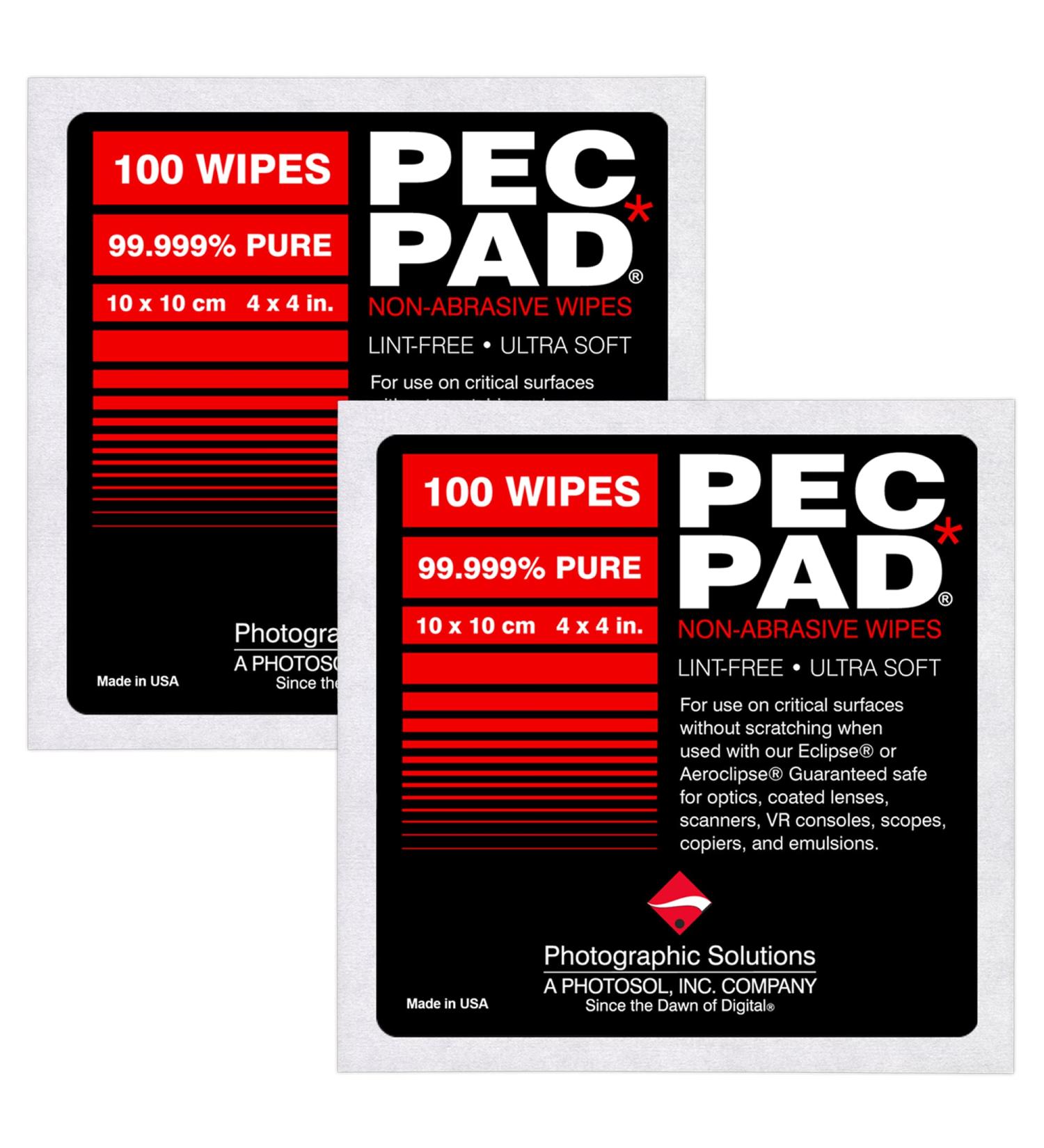 PEC-PAD Lint Free Wipes 4x4 | Non-Abrasive Ultra Soft Cloth for Camera Lens & Sensitive Surfaces | 100 Sheets Per Pack - 2 Pack - Buy Online on SooperMarket.com