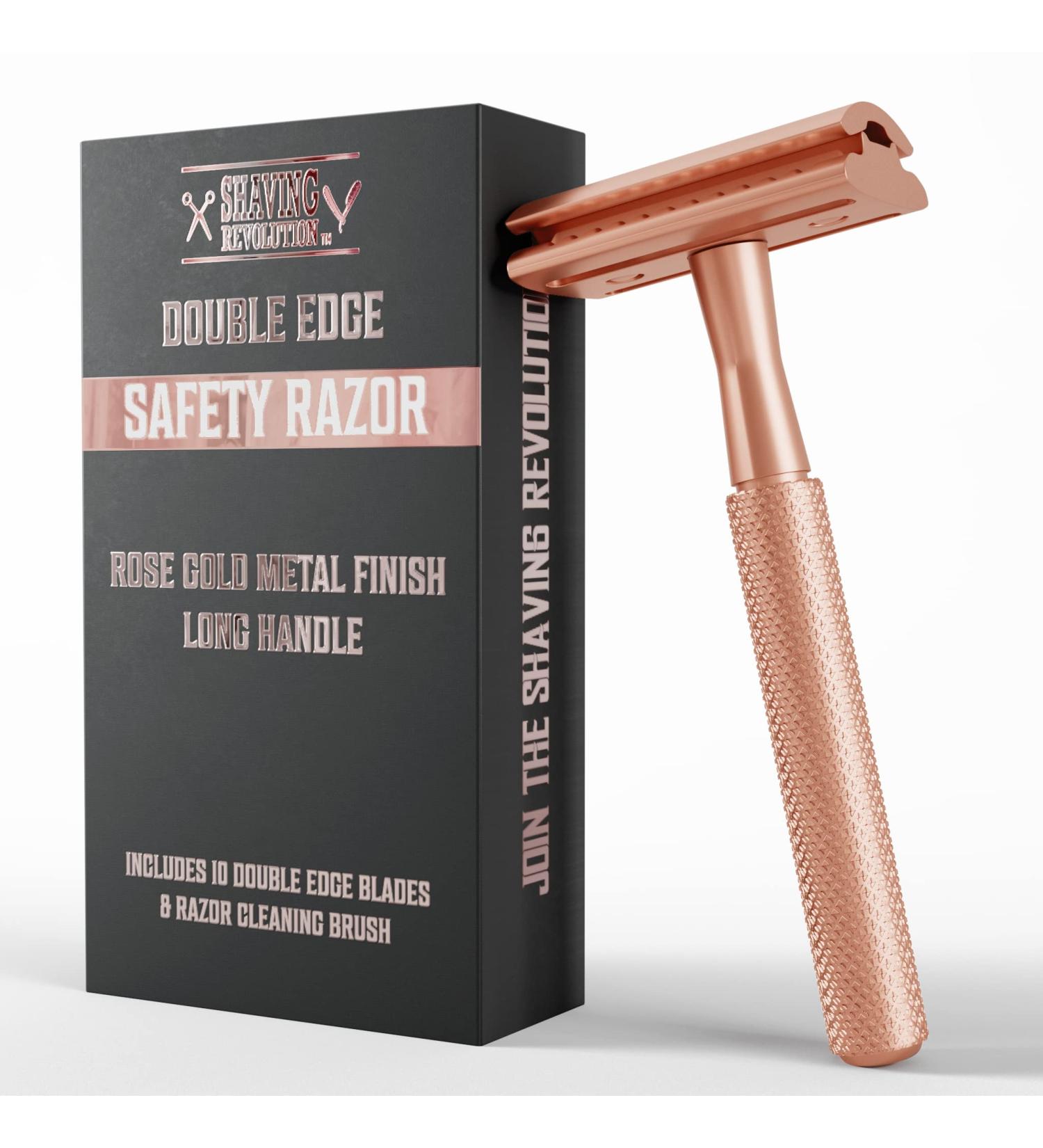 Viking Revolution Rose Gold Double Edge Safety Razor for Women - Stainless Steel Reusable Razor with 10 Blades - Buy Online on SooperMarket.com