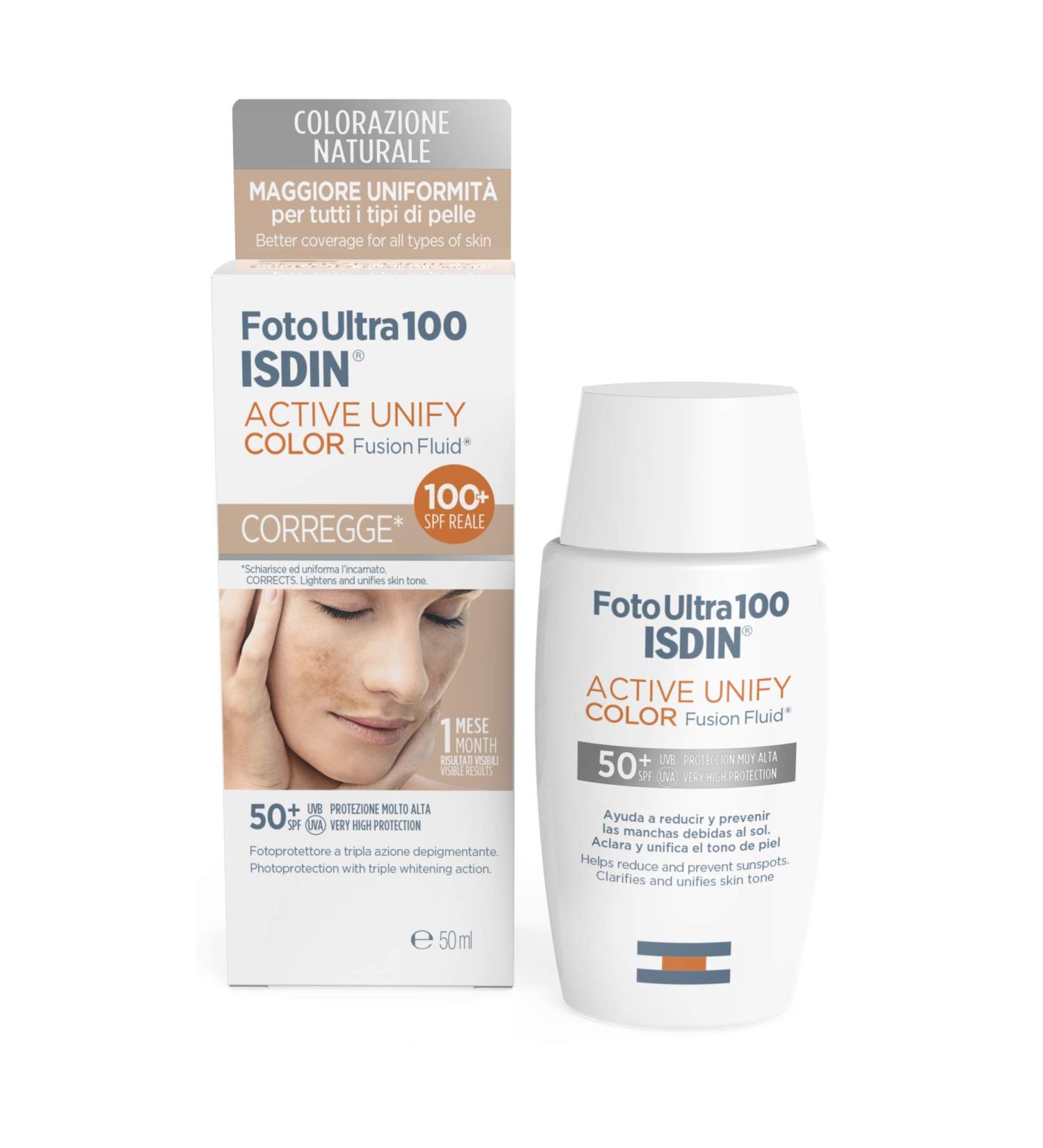 Isdin FotoUltra 100 Active Unify Color Fusion Fluid Fluido Viso SPF50+ 50ml