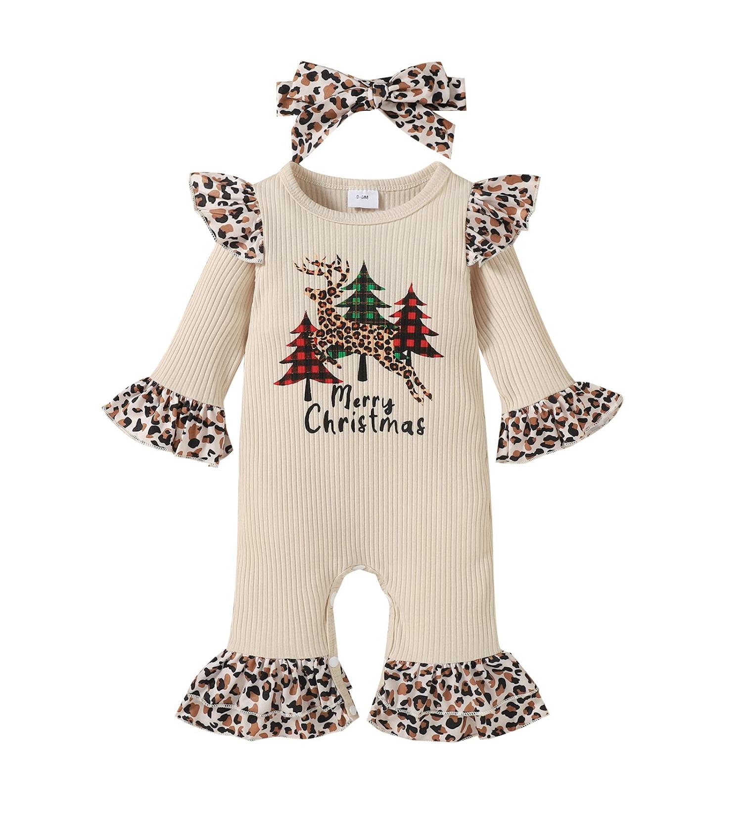 Loalirando Baby Christmas Romper Jumpsuit 9-12 Months - My First Xmas Outfit - Beige Tree Design - Buy Online on SooperMarket.com