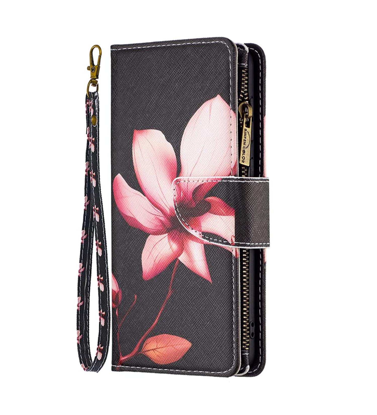 VQWQ Mobile Phone Case for Xiaomi Redmi Note 12 Pro Plus - Protective Leather Shell with Zipper Map - Magnetic Folding Case - Stylish Lotus Design - Buy Online on SooperMarket.com