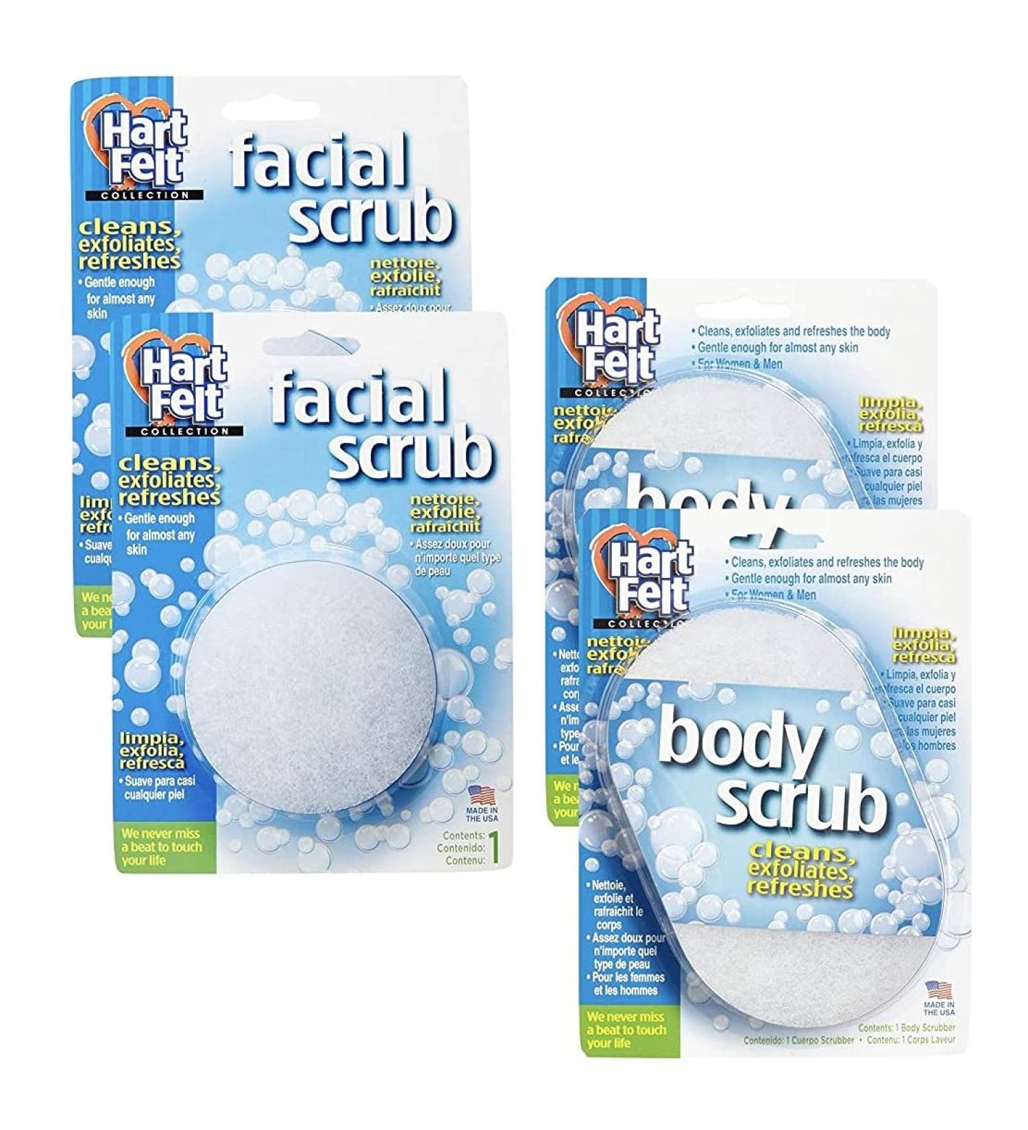 HartFelt Skin Care Bundle - 2 Facial Scrub Sponges & 2 Body Scrub Sponges - Buy Online on SooperMarket.com