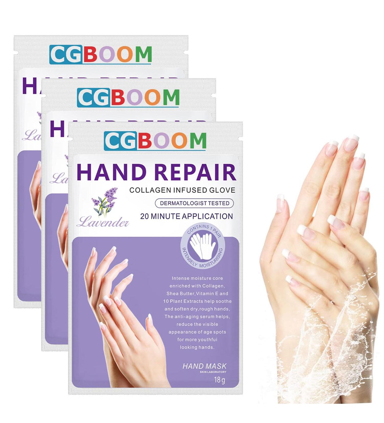 Lavender Hand Moisturizing Gloves - 3 Pairs | Hydrating and Anti-aging Hand Mask for Dry, Cracked Skin - Buy Online on SooperMarket.com