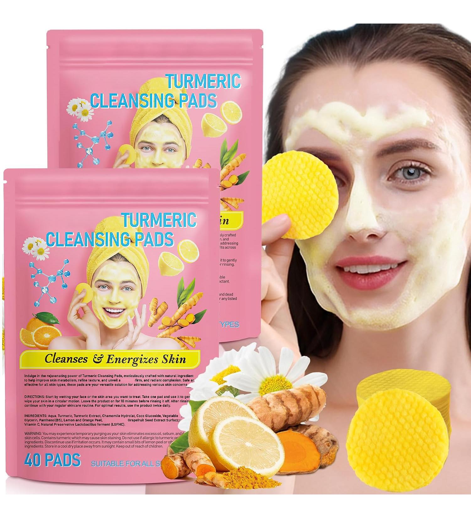 Turmeric Cleansing Pads - Balance Skin Oil & Water Deep Clean Pores (2 Pack) | International Shipping - Buy Online on SooperMarket.com