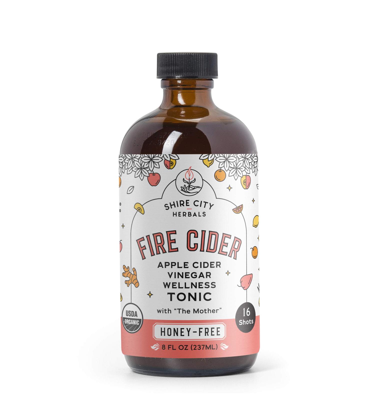 Shire City Herbals Fire Cider Tonic 8 oz - Organic Apple Cider Vinegar Shot - Paleo, Keto, Whole 30 Compliant - Buy Online on SooperMarket.com