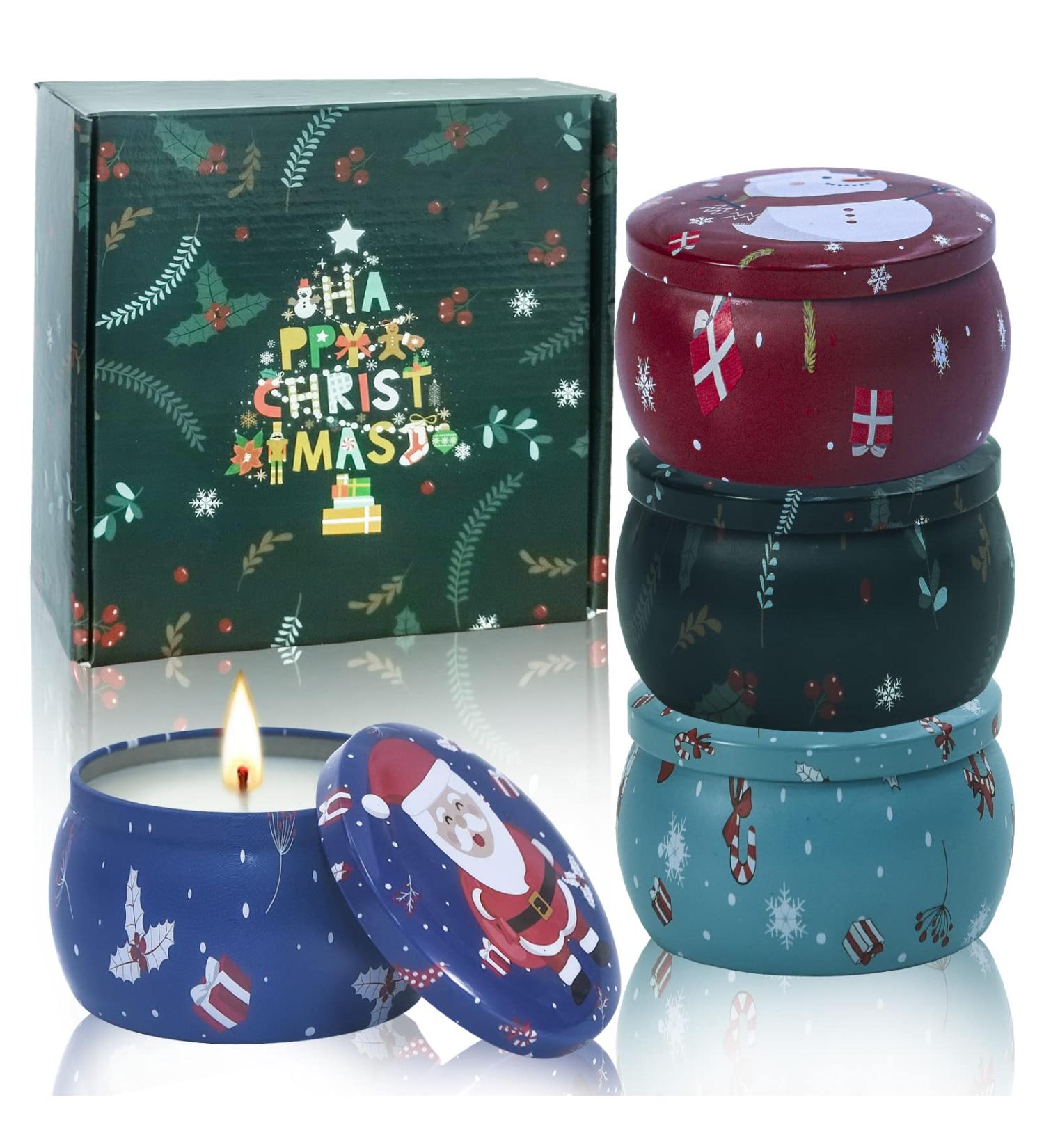 Fragrance Candles Christmas Gift Set for Women - 4 Aromatherapy Natural Soy Wax Candles (Lavender Vanilla Orange Rose) - Perfect Birthday & Holiday Home Fragrance - Buy Online on SooperMarket.com