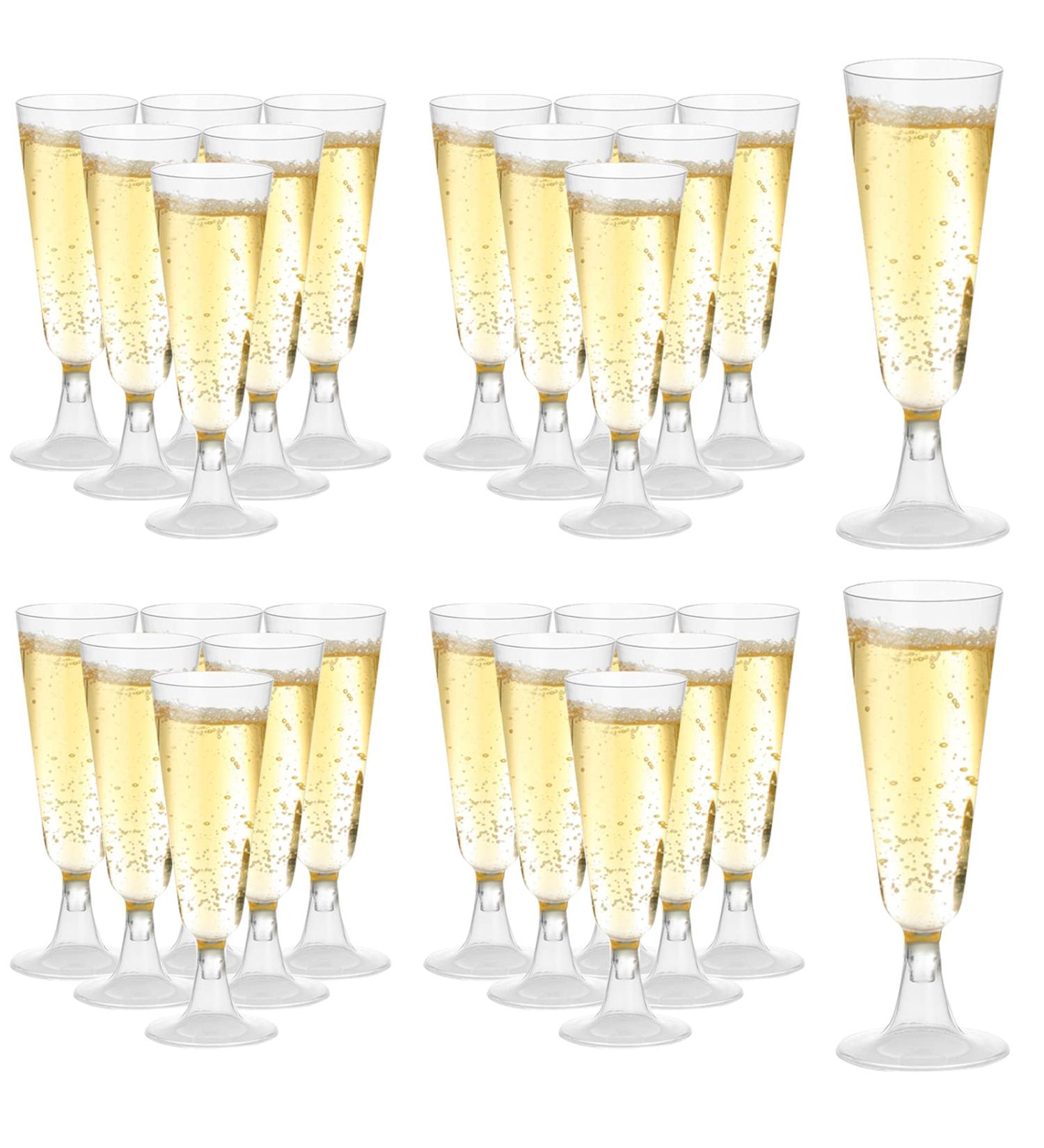 100 Pcs Disposable Clear Champagne Flutes - 5oz Plastic Wine Glasses for Party Wedding - Assemble Plastic Champagne Cups - Cocktail Cups - Buy Online on SooperMarket.com