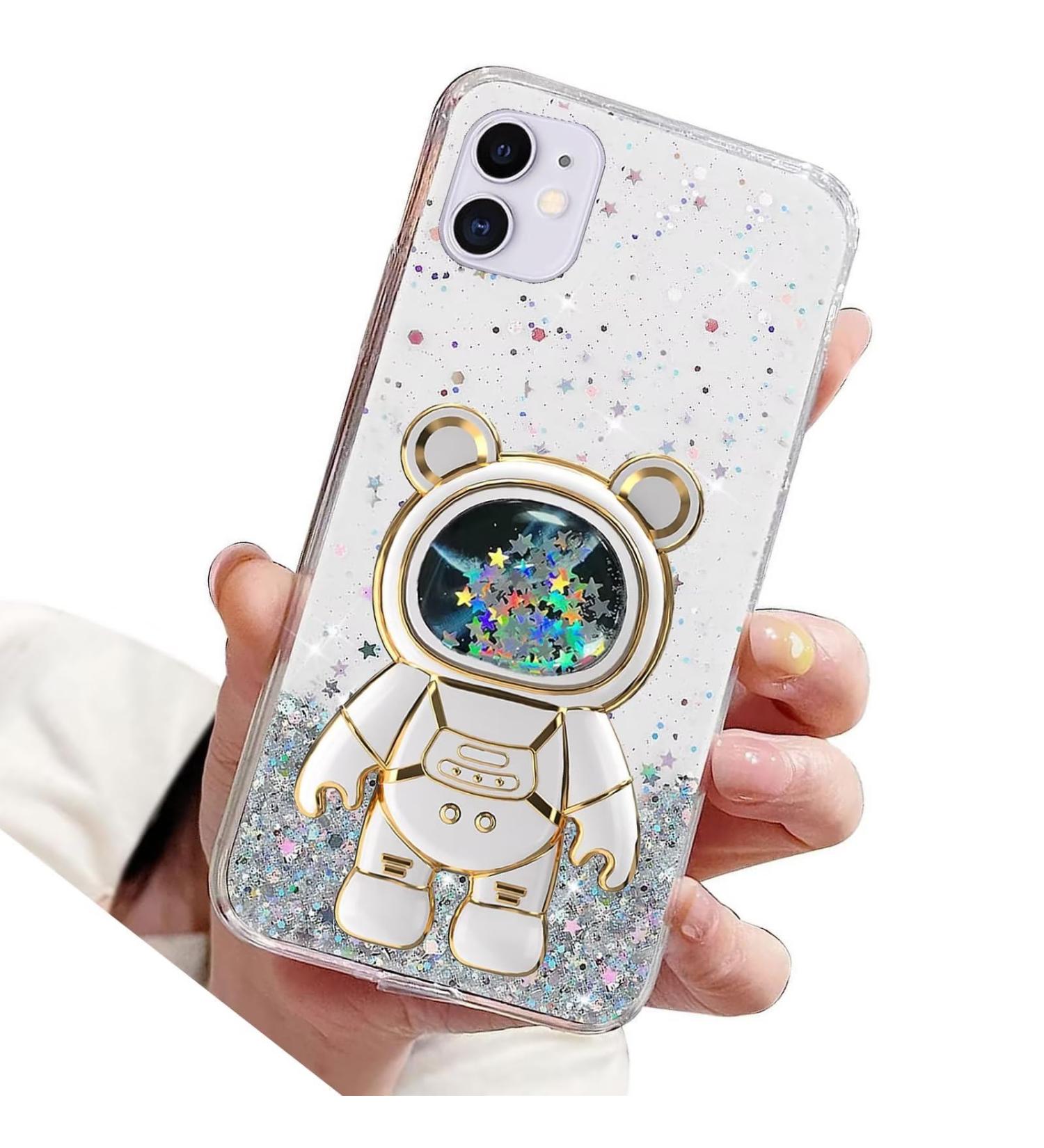 Rnrieyta Miago B r Astronaut Stand Shell for iPhone 12 Mini | Cute Crystal Bumper Case with Kickstand - Bling Transparent Protection - Buy Online on SooperMarket.com